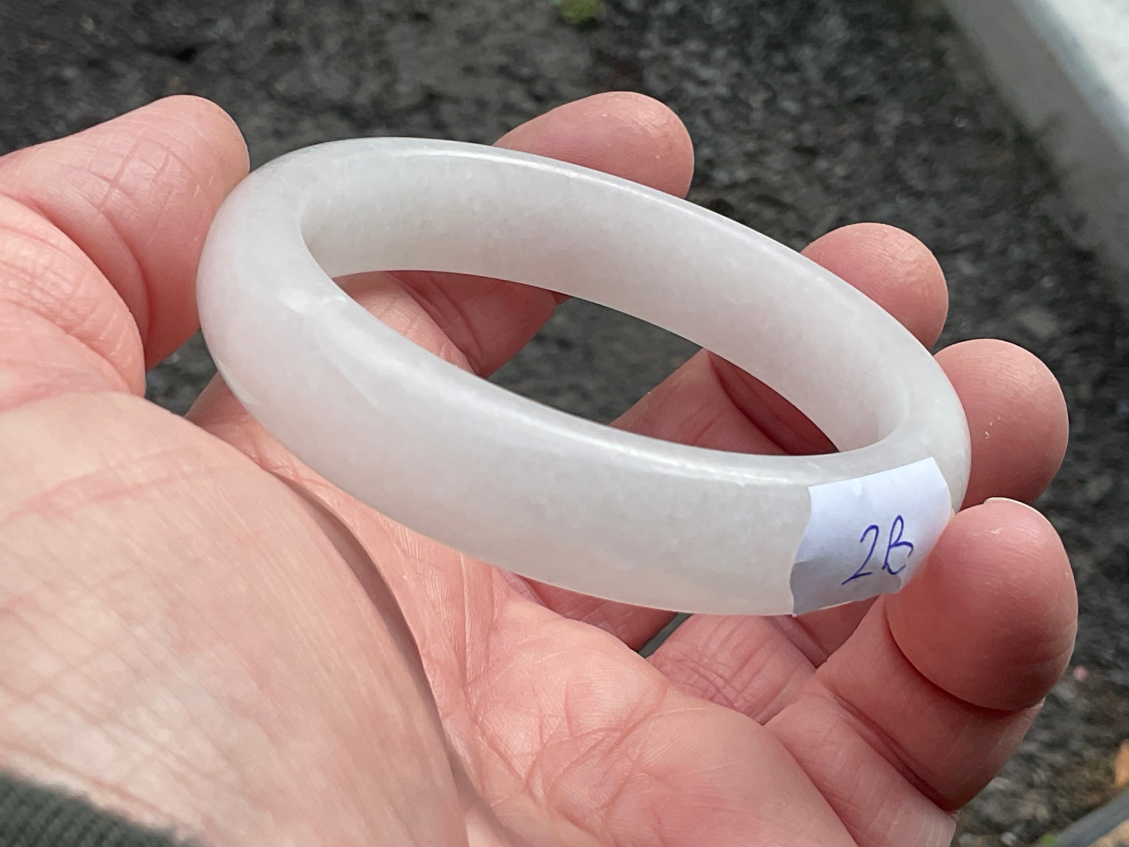 52g White Calcite Solid Bangle 2B