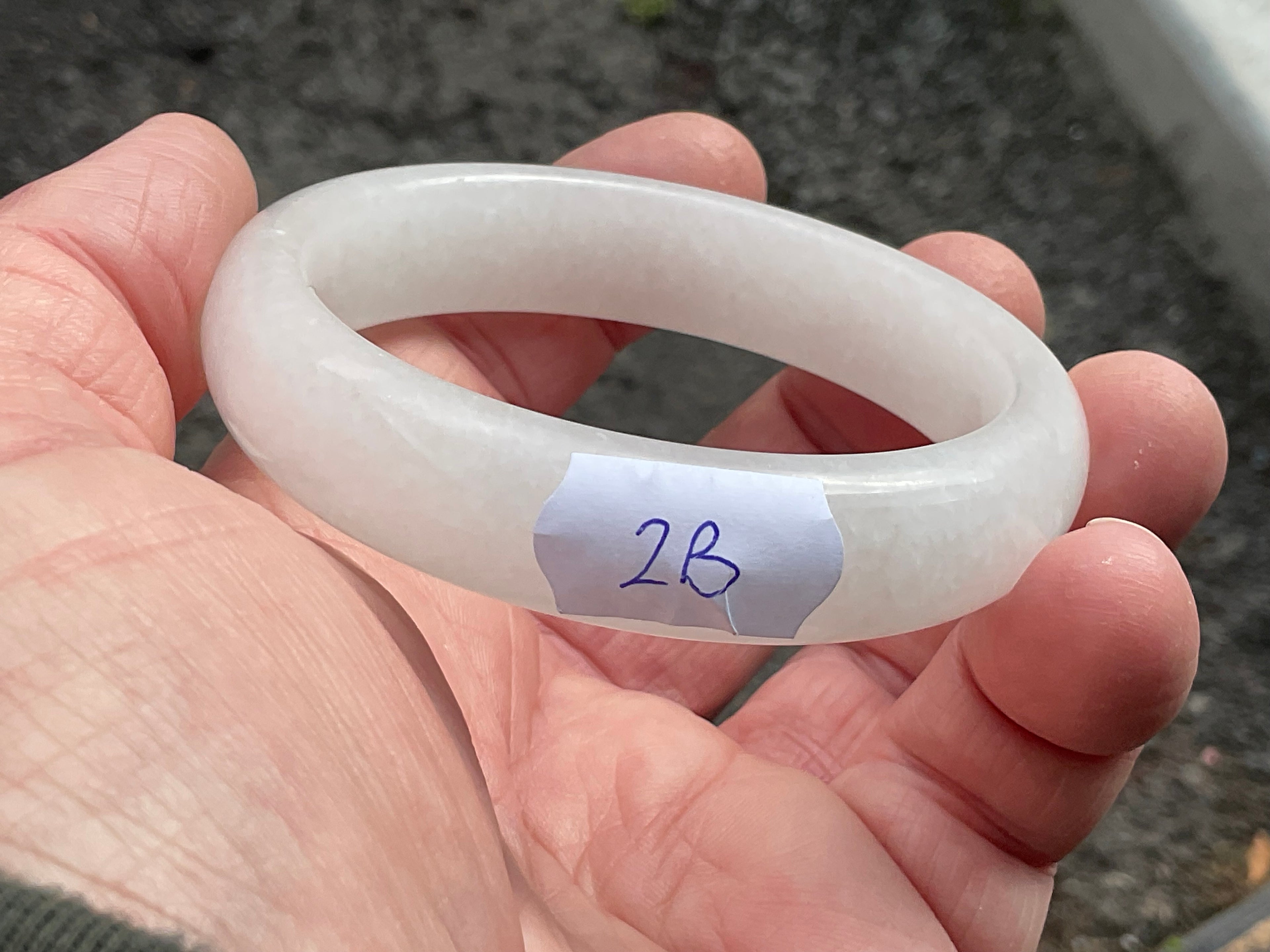52g White Calcite Solid Bangle 2B