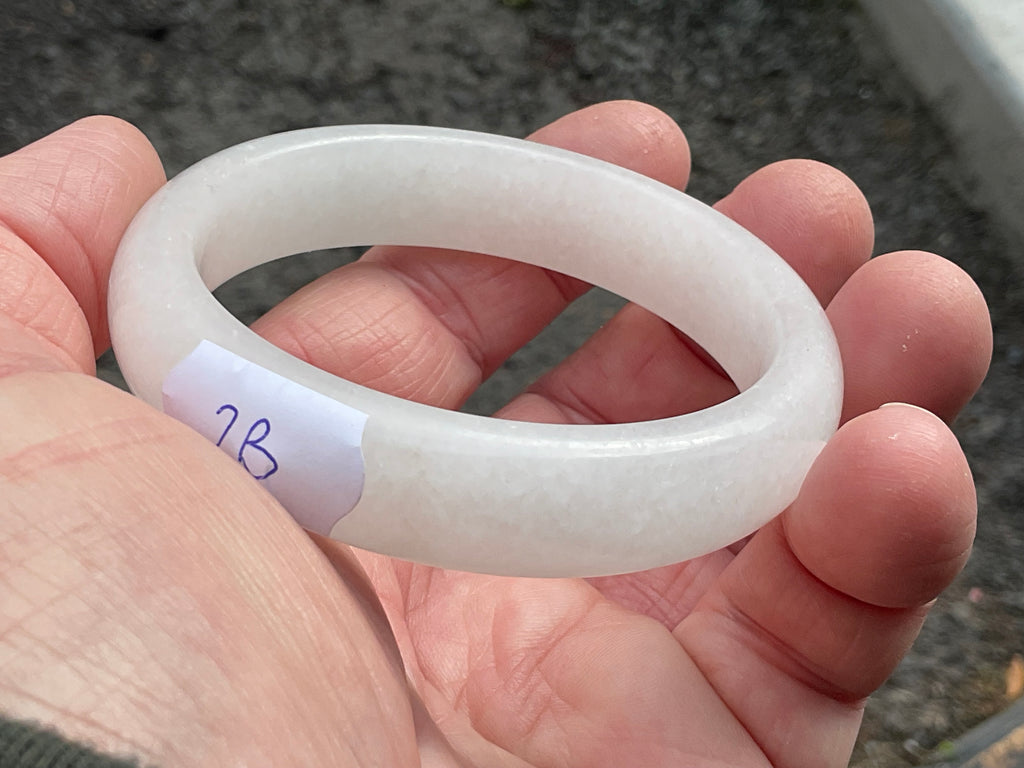 52g White Calcite Solid Bangle 2B