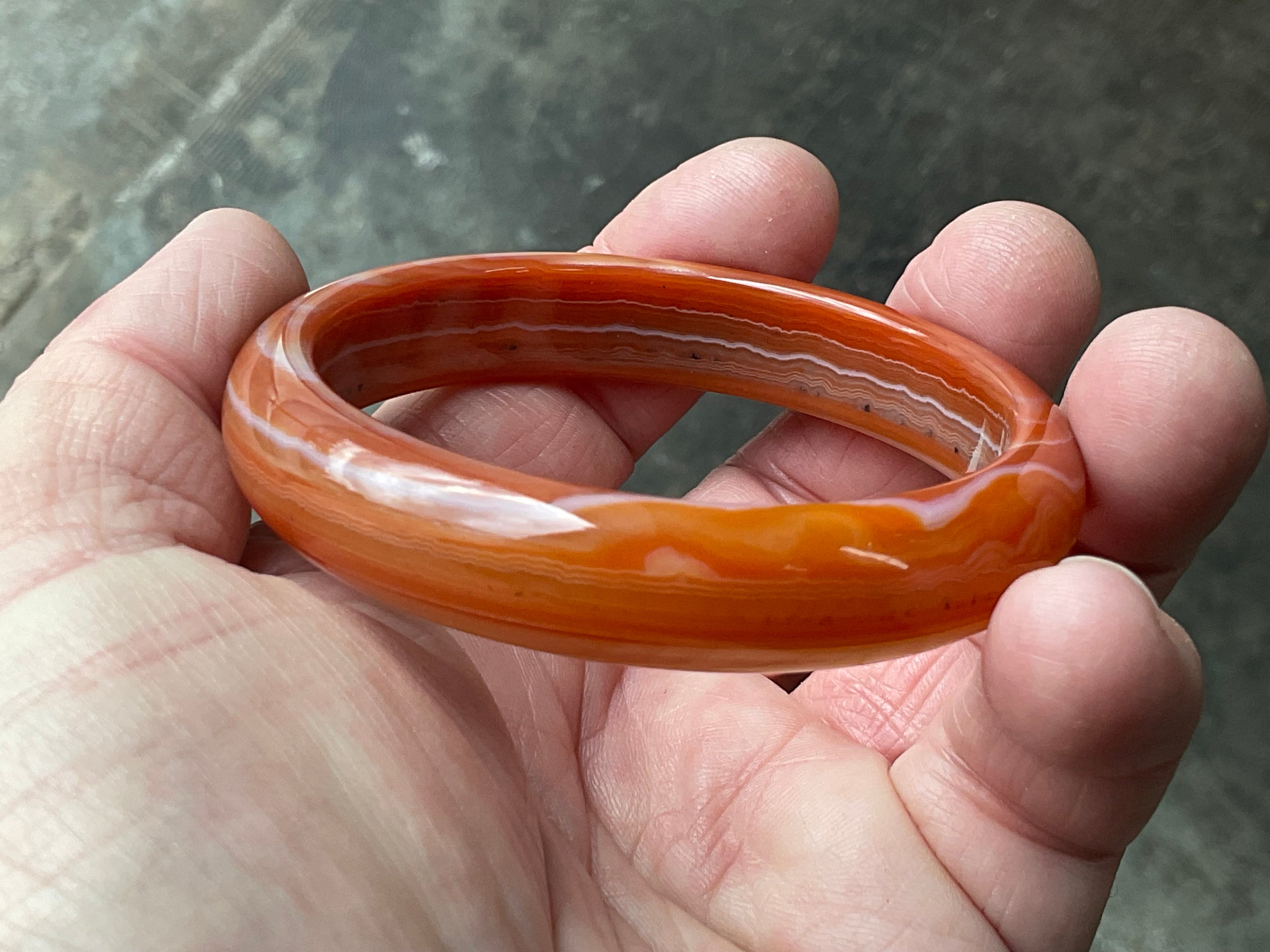 59mm Red Agate/Carnelian Solid Bangle