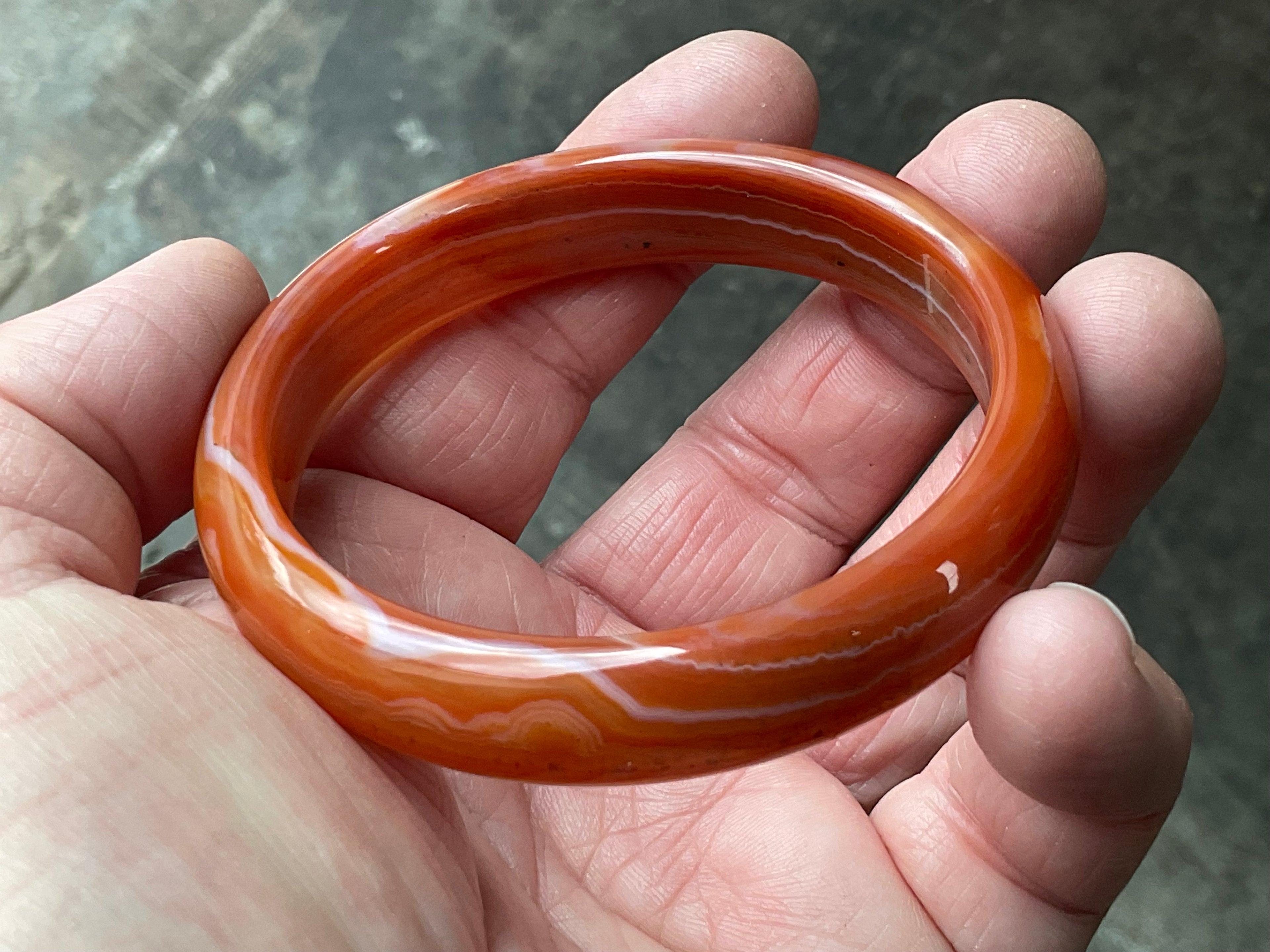 59mm Red Agate/Carnelian Solid Bangle