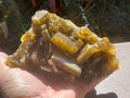 1162g Large Tabular Golden Baryte on Botryoidal Fluorite Specimen