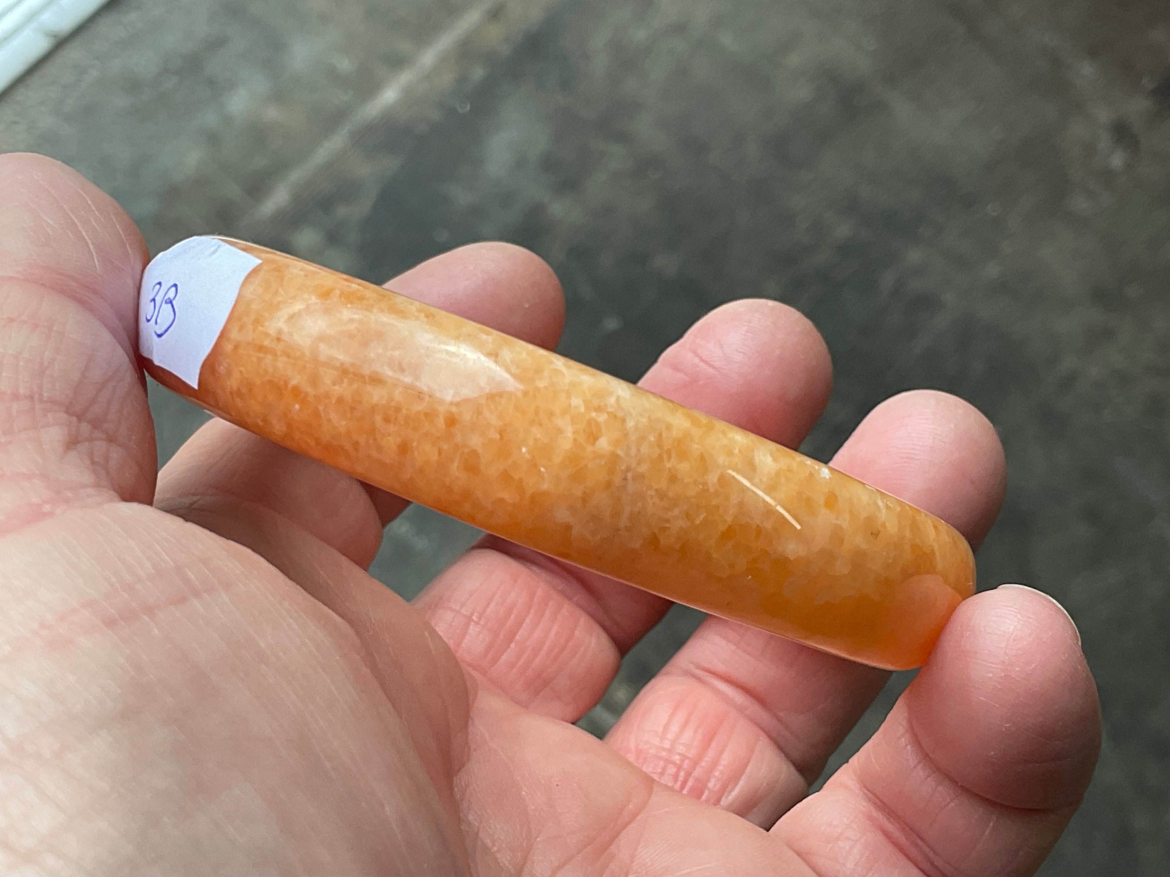 60g Orange Calcite Solid Bangle 3B