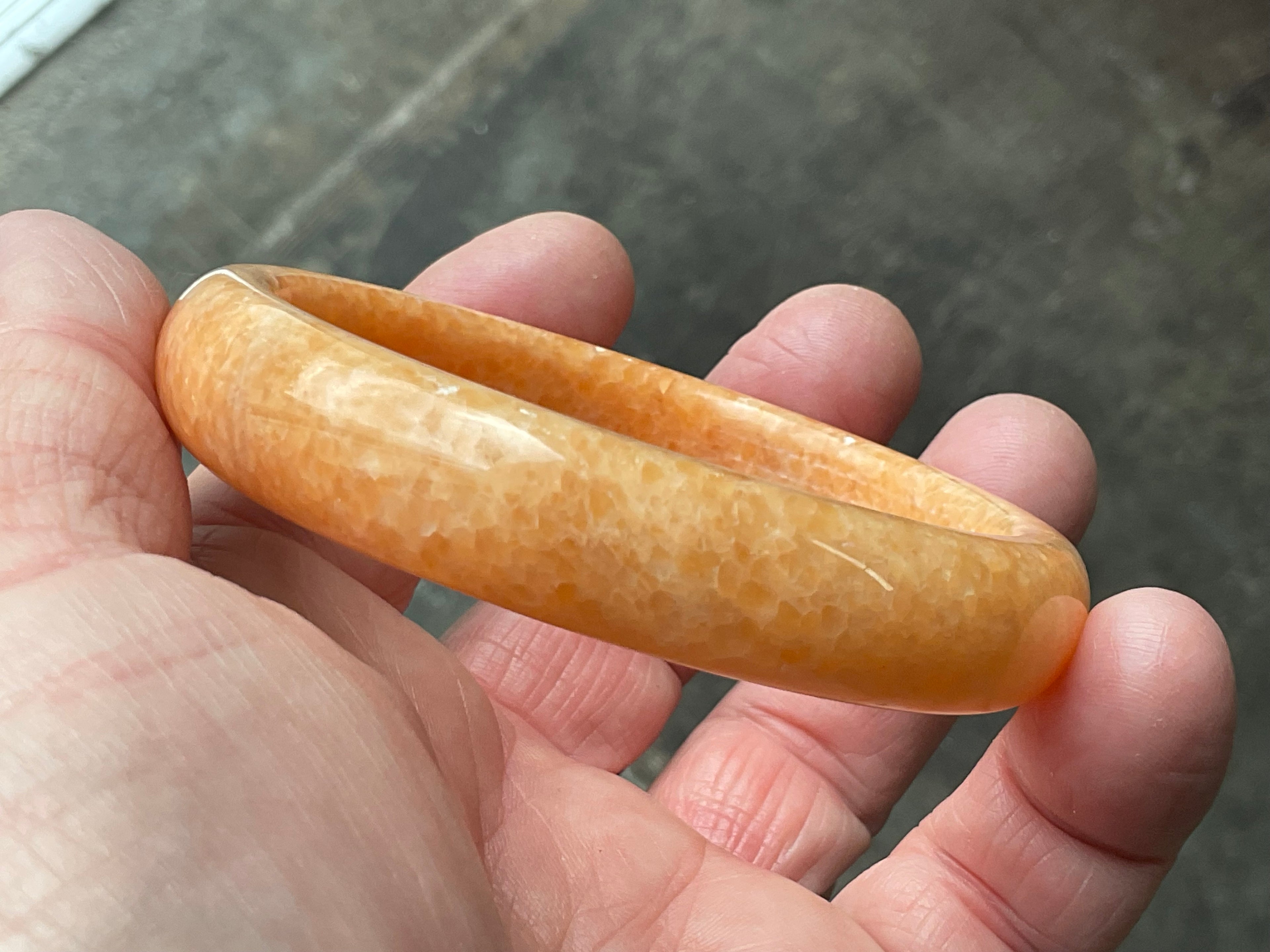 60g Orange Calcite Solid Bangle 3B
