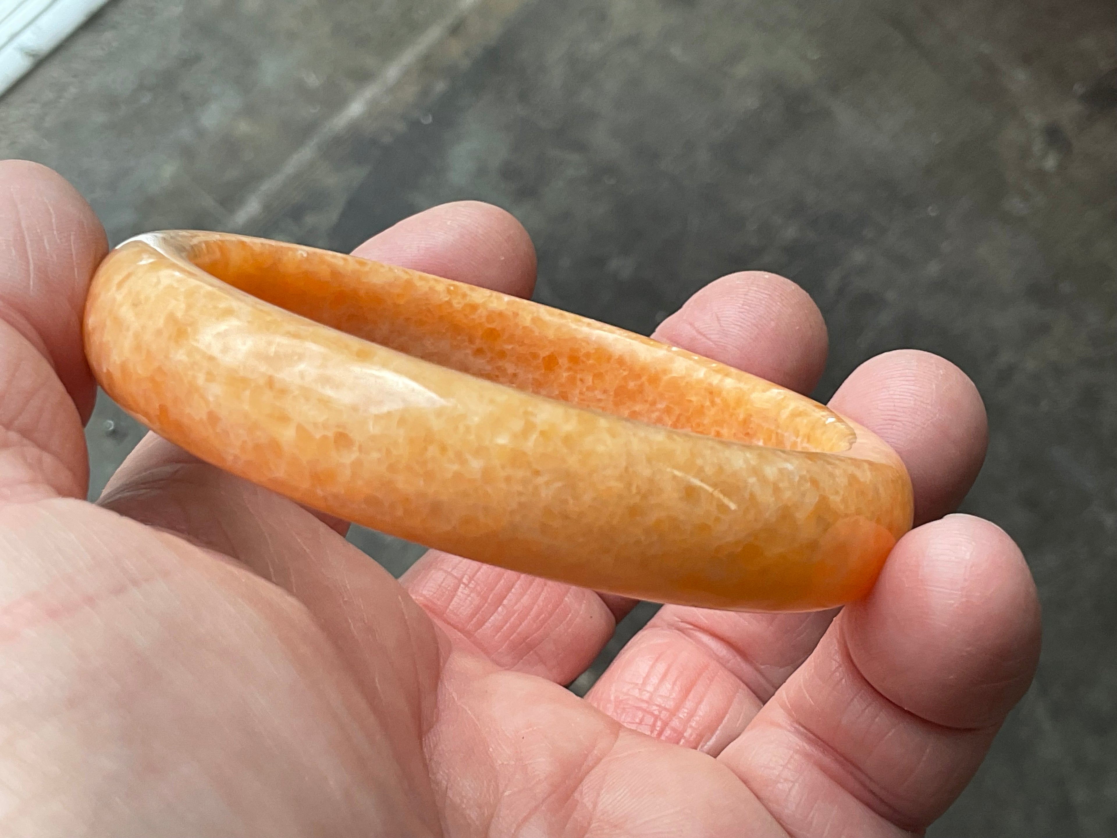 60g Orange Calcite Solid Bangle 3B