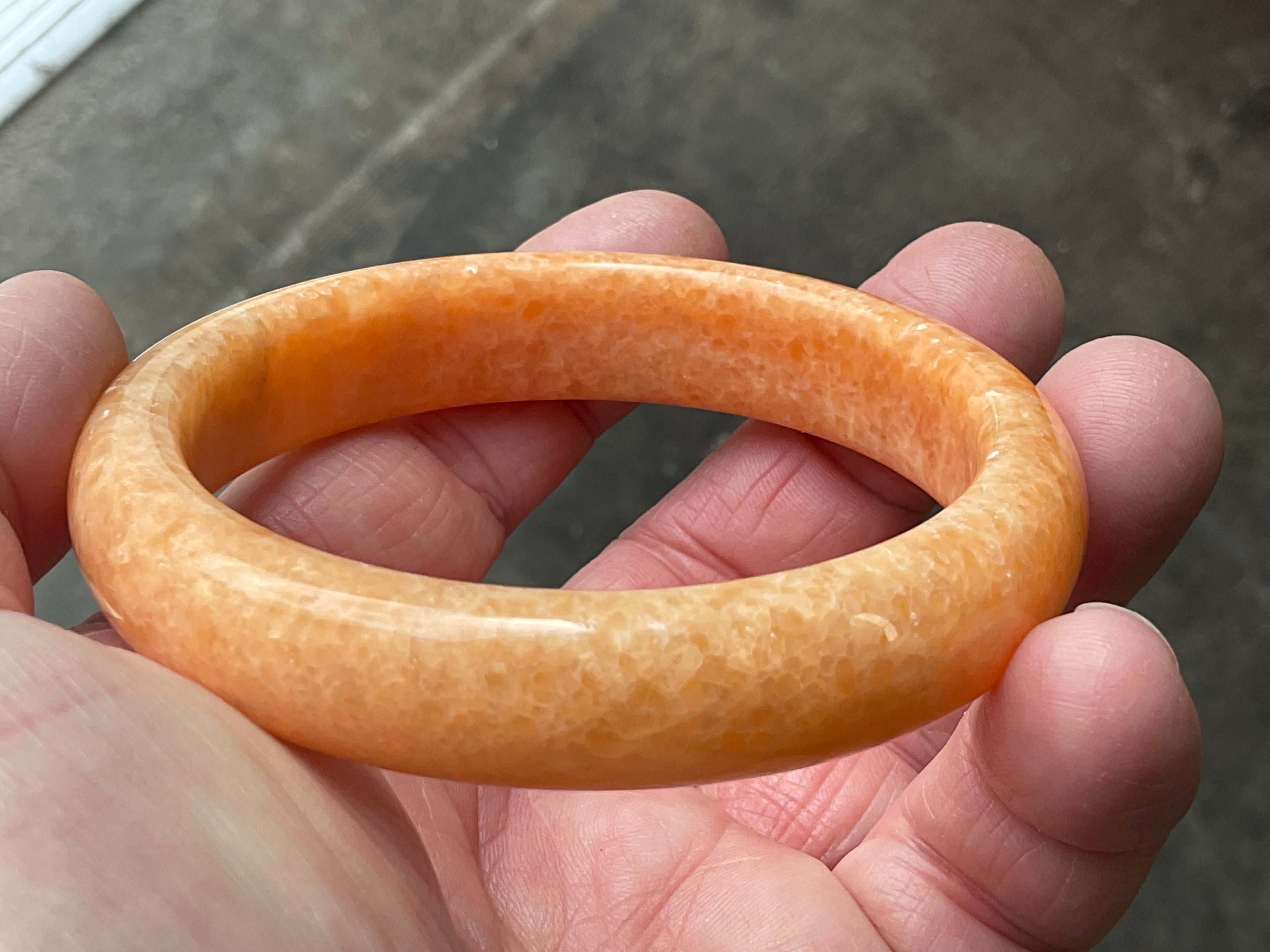 60g Orange Calcite Solid Bangle 3B