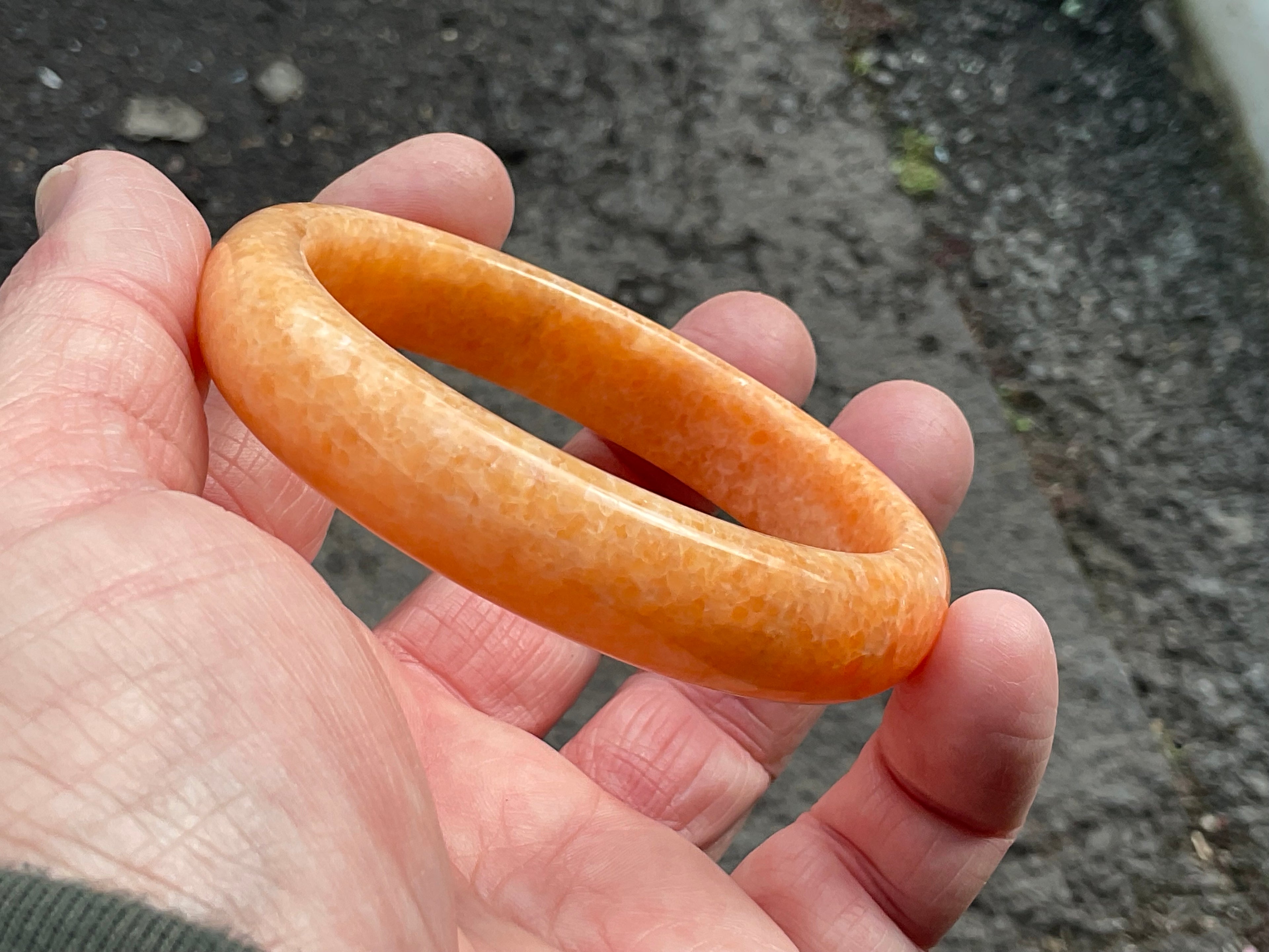 60g Orange Calcite Solid Bangle 3B