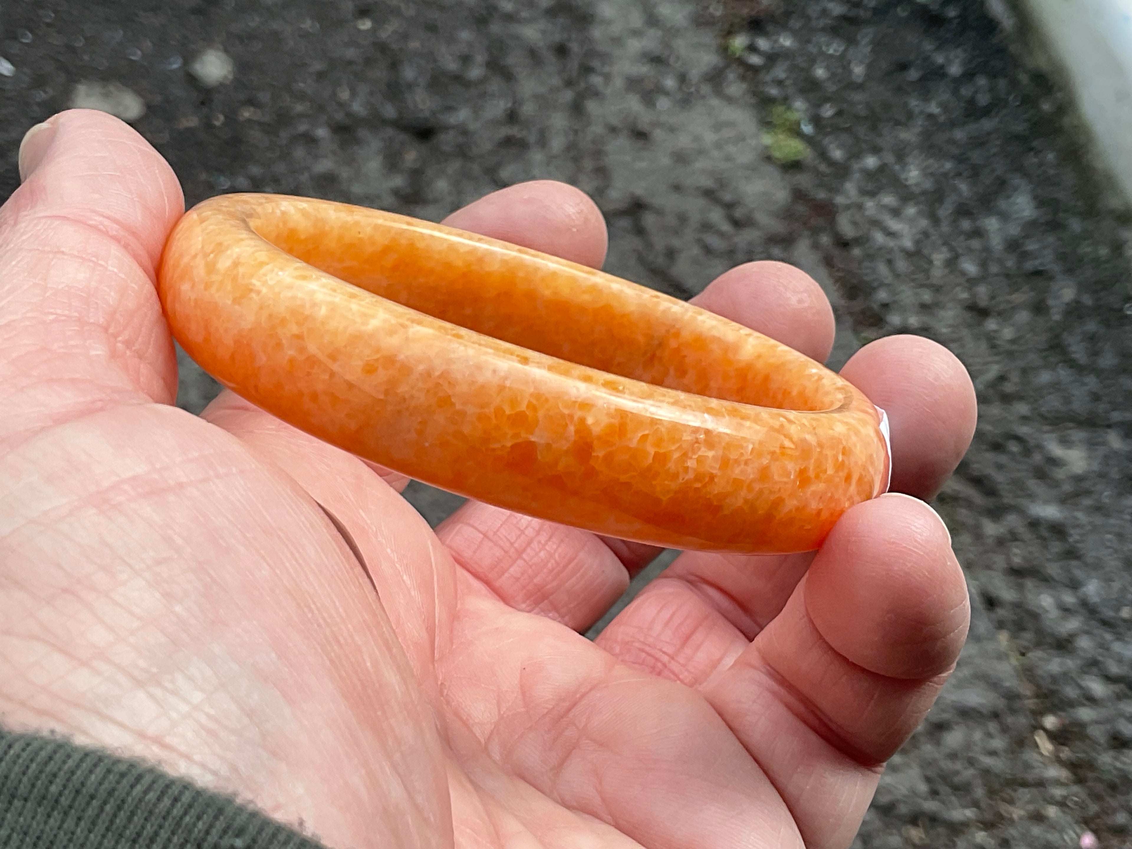 60g Orange Calcite Solid Bangle 3B