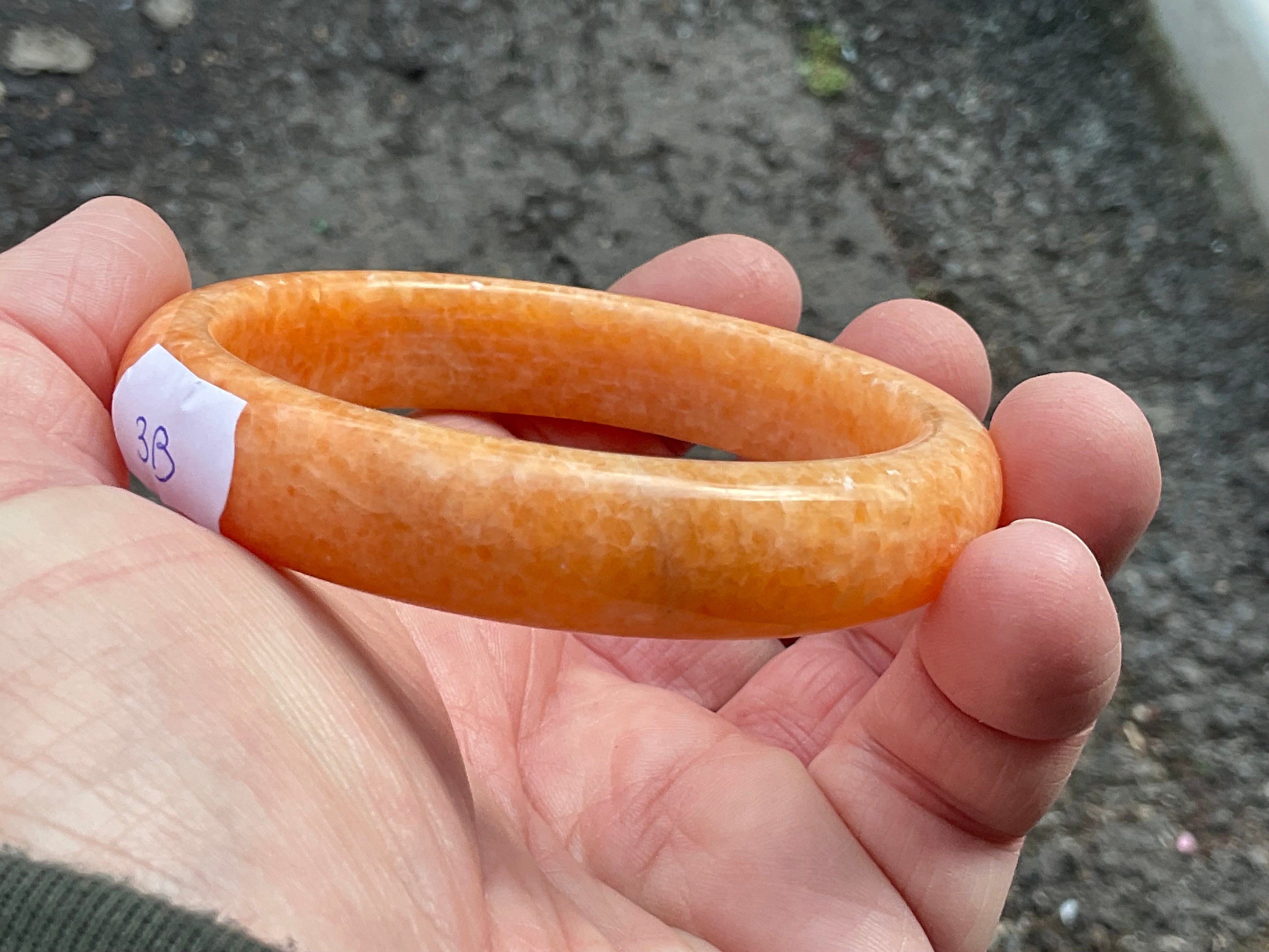 60g Orange Calcite Solid Bangle 3B
