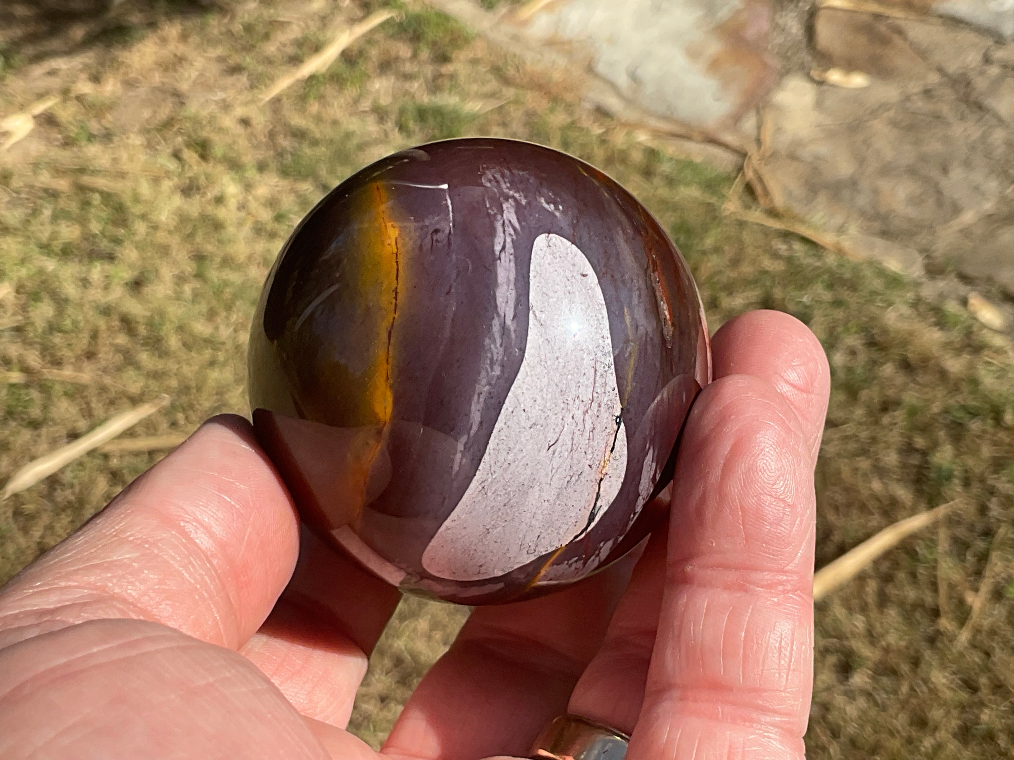 319g (5.2cm diameter) Mookaite Sphere 6A