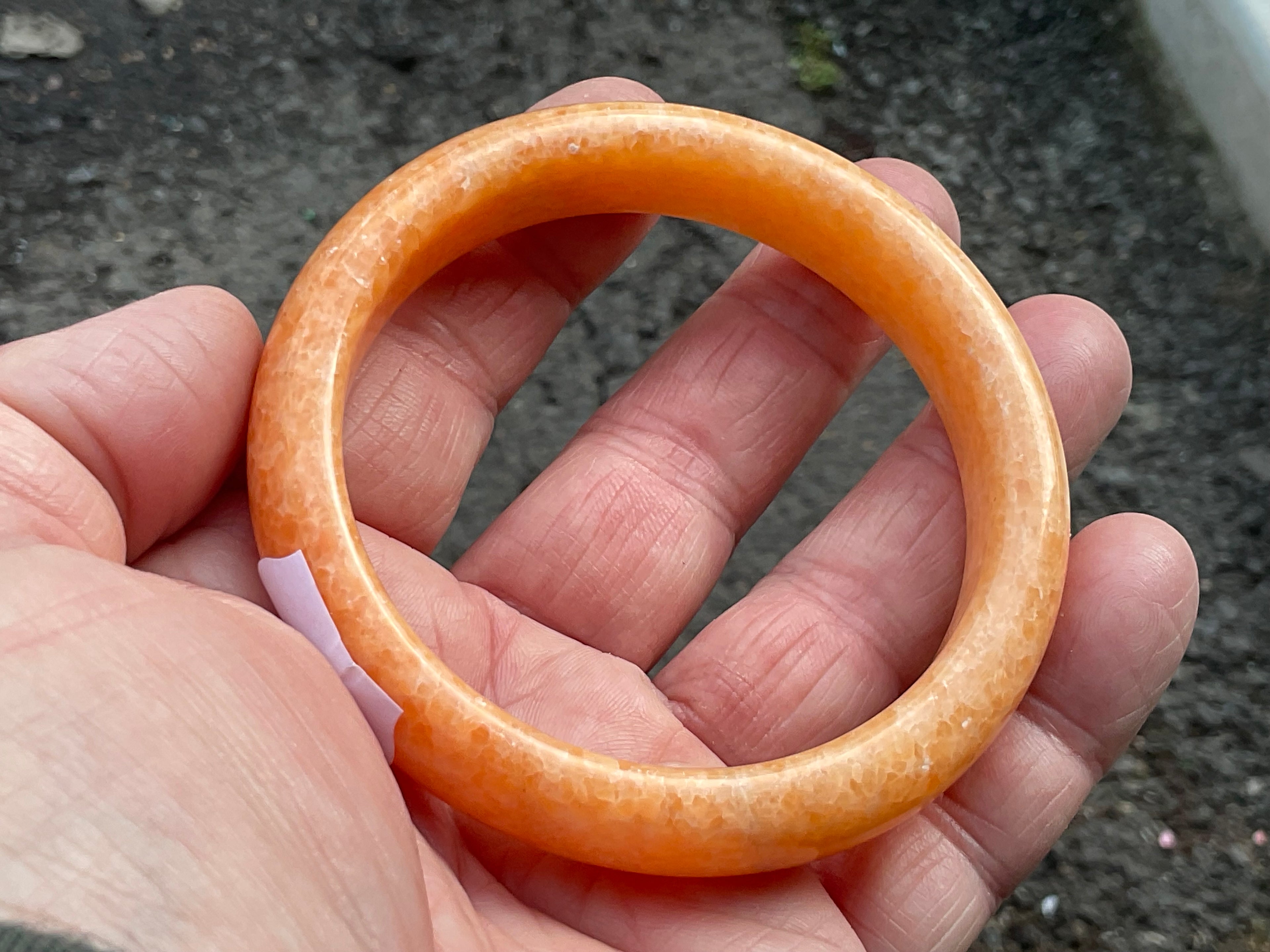 60g Orange Calcite Solid Bangle 3B