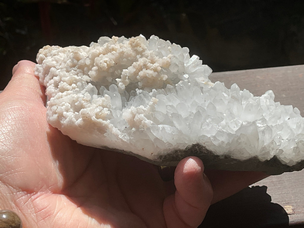 804g Screw Quartz with secondary Miniature Calcite Specimen from Inner Mongolia