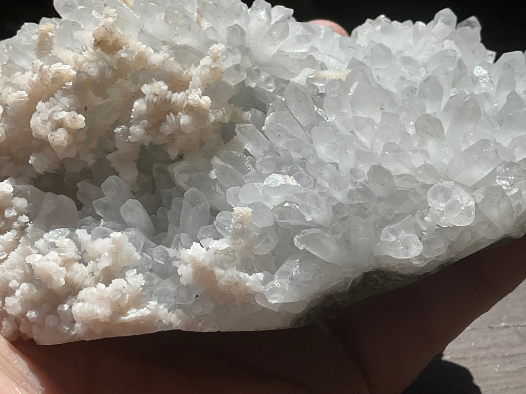 804g Screw Quartz with secondary Miniature Calcite Specimen from Inner Mongolia