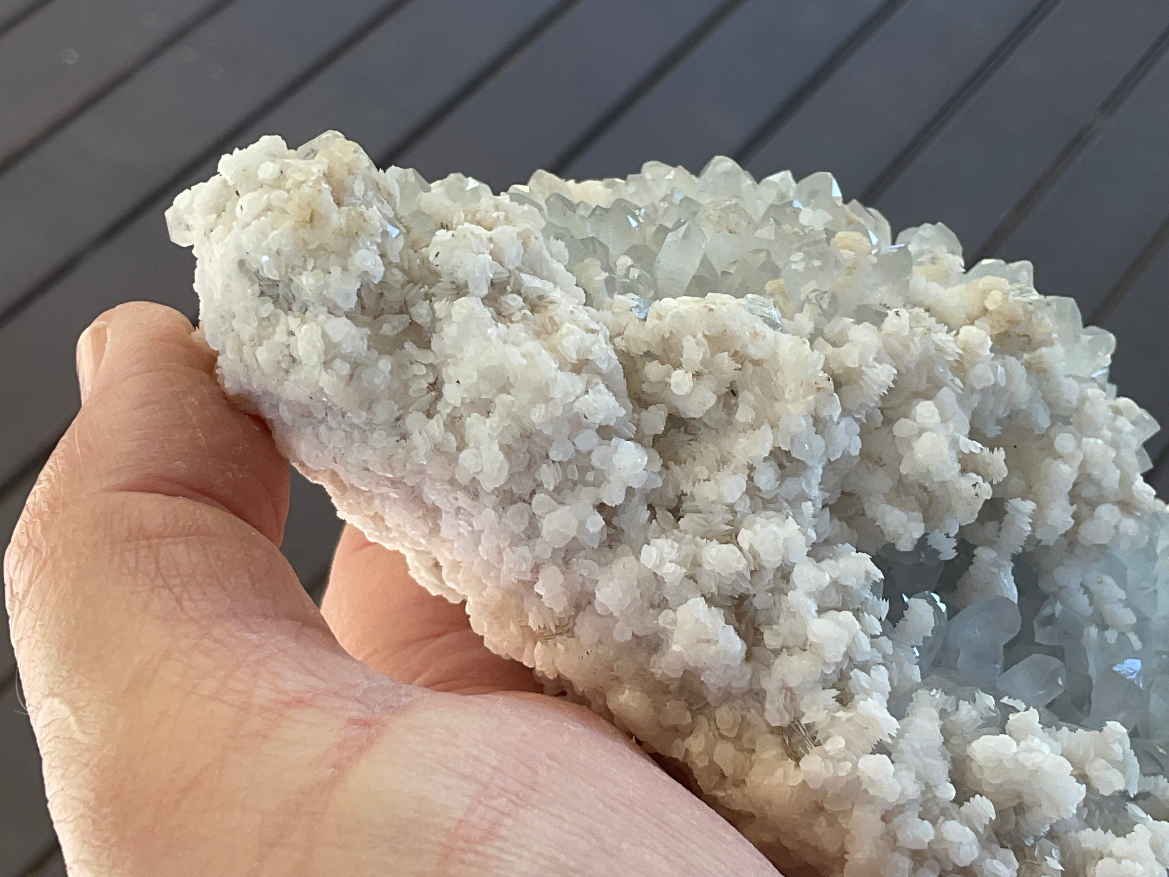 804g Screw Quartz with secondary Miniature Calcite Specimen from Inner Mongolia