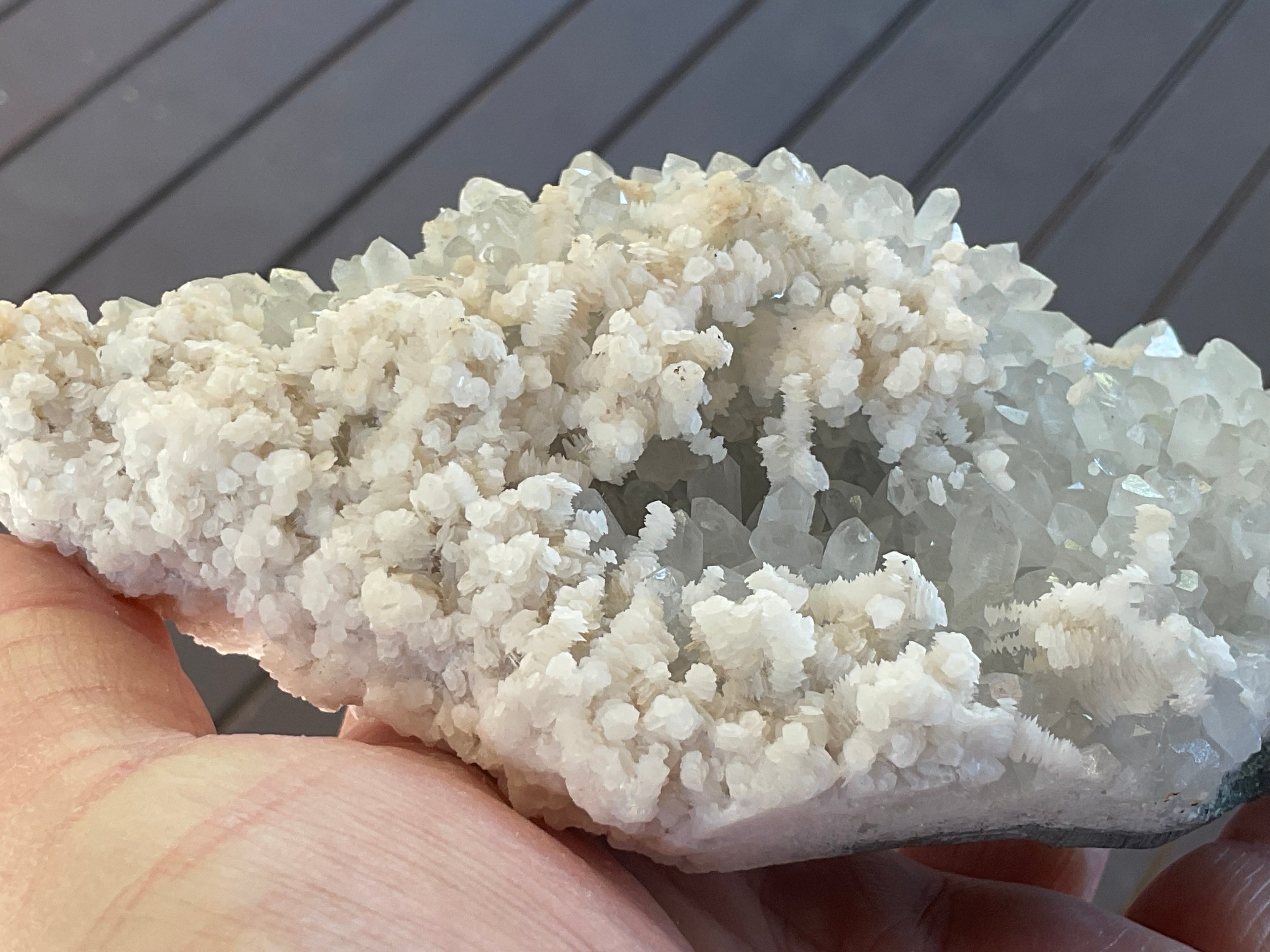 804g Screw Quartz with secondary Miniature Calcite Specimen from Inner Mongolia
