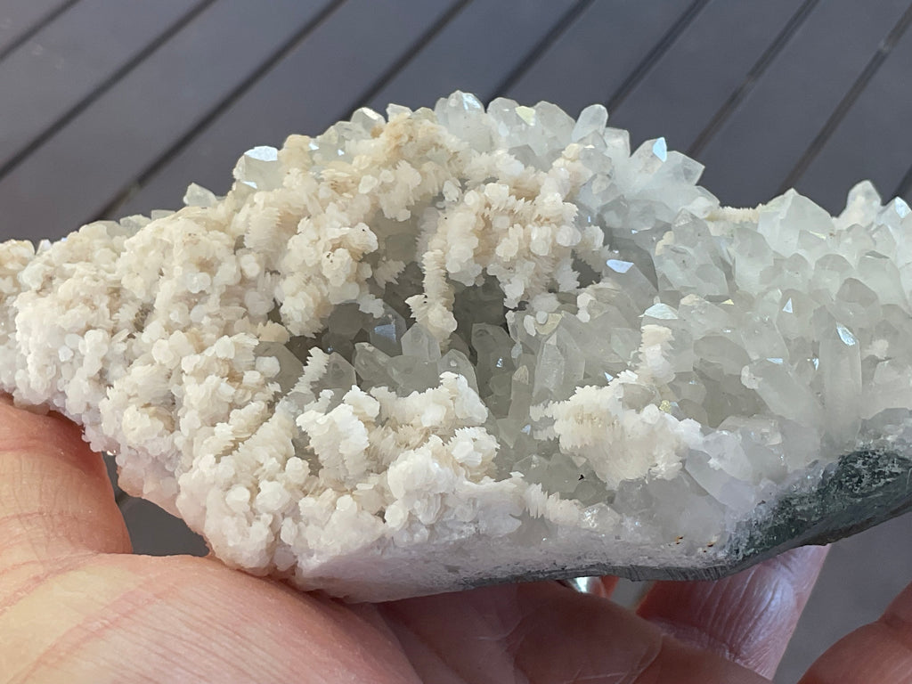 804g Screw Quartz with secondary Miniature Calcite Specimen from Inner Mongolia