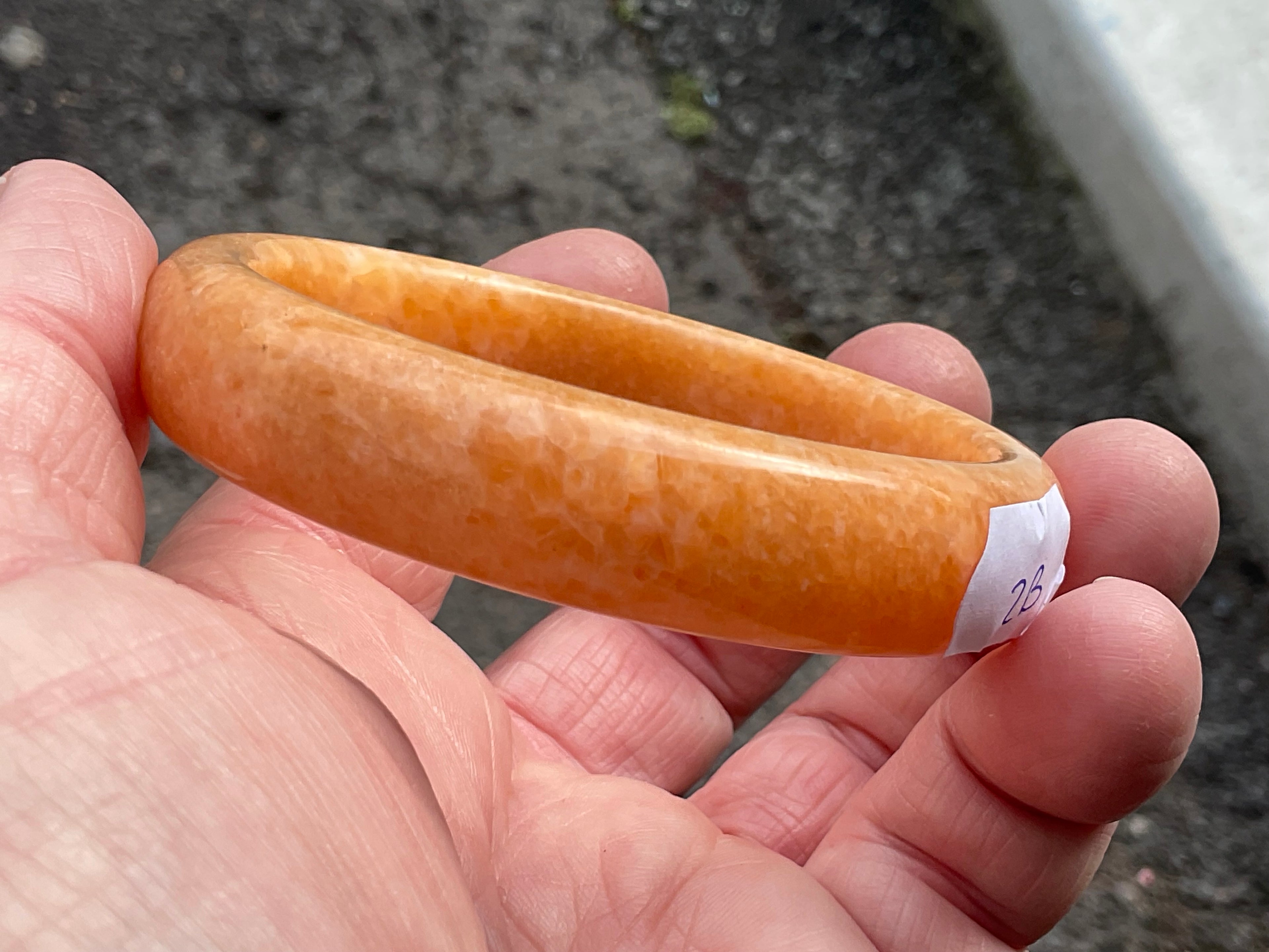 58g Orange Calcite Solid Bangle 2B