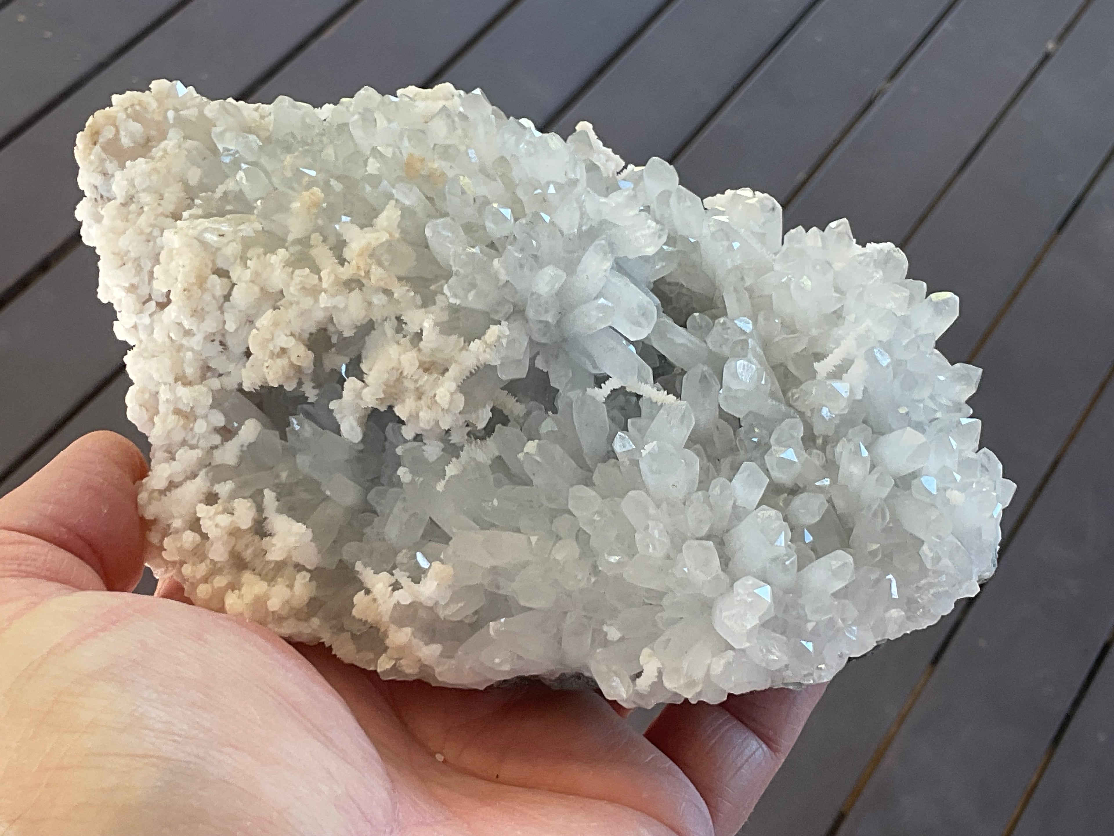 804g Screw Quartz with secondary Miniature Calcite Specimen from Inner Mongolia