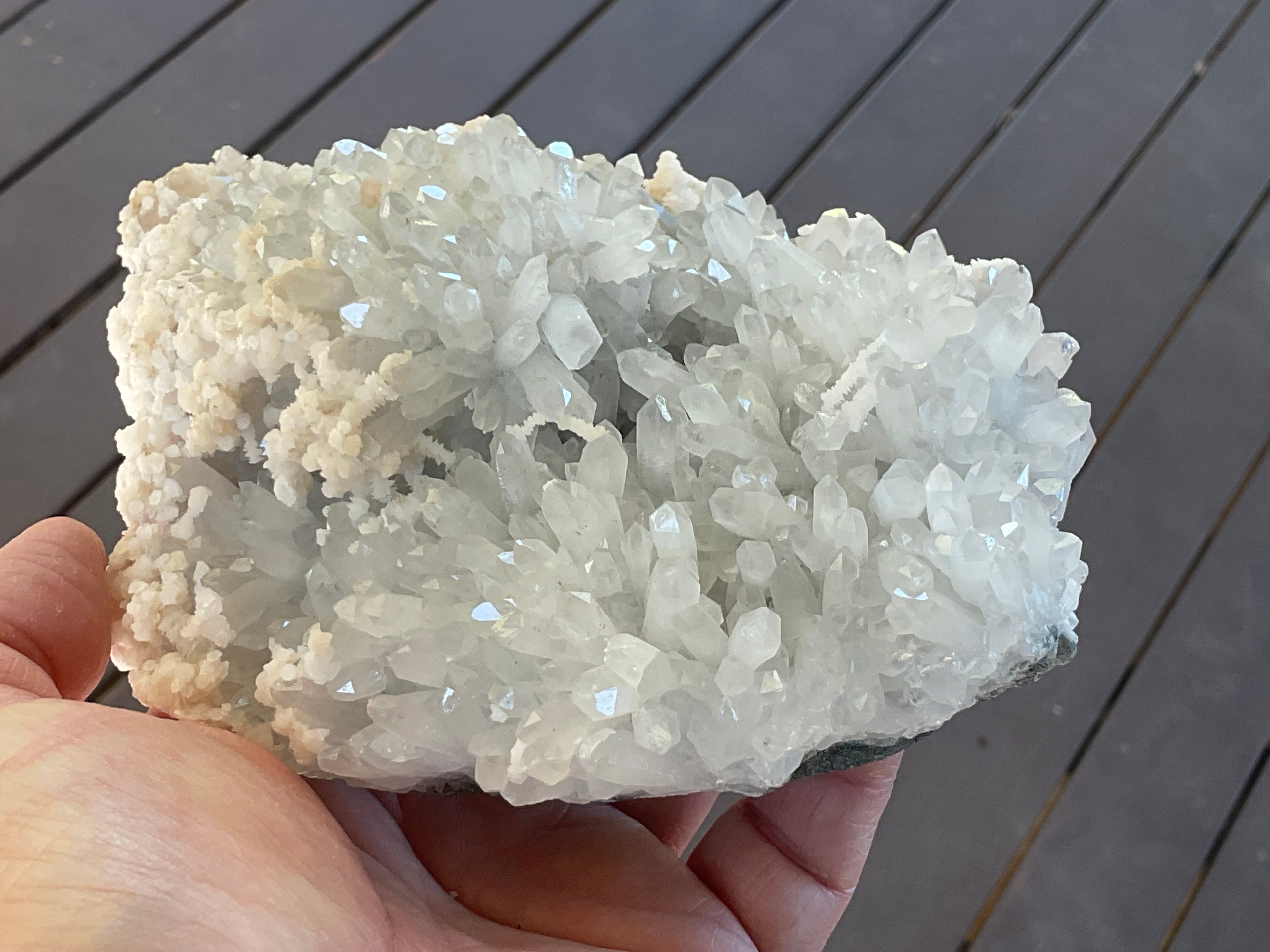 804g Screw Quartz with secondary Miniature Calcite Specimen from Inner Mongolia