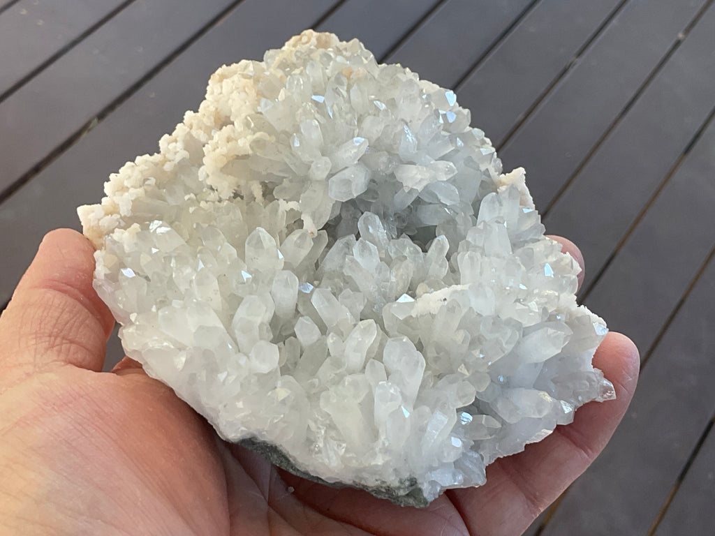 804g Screw Quartz with secondary Miniature Calcite Specimen from Inner Mongolia