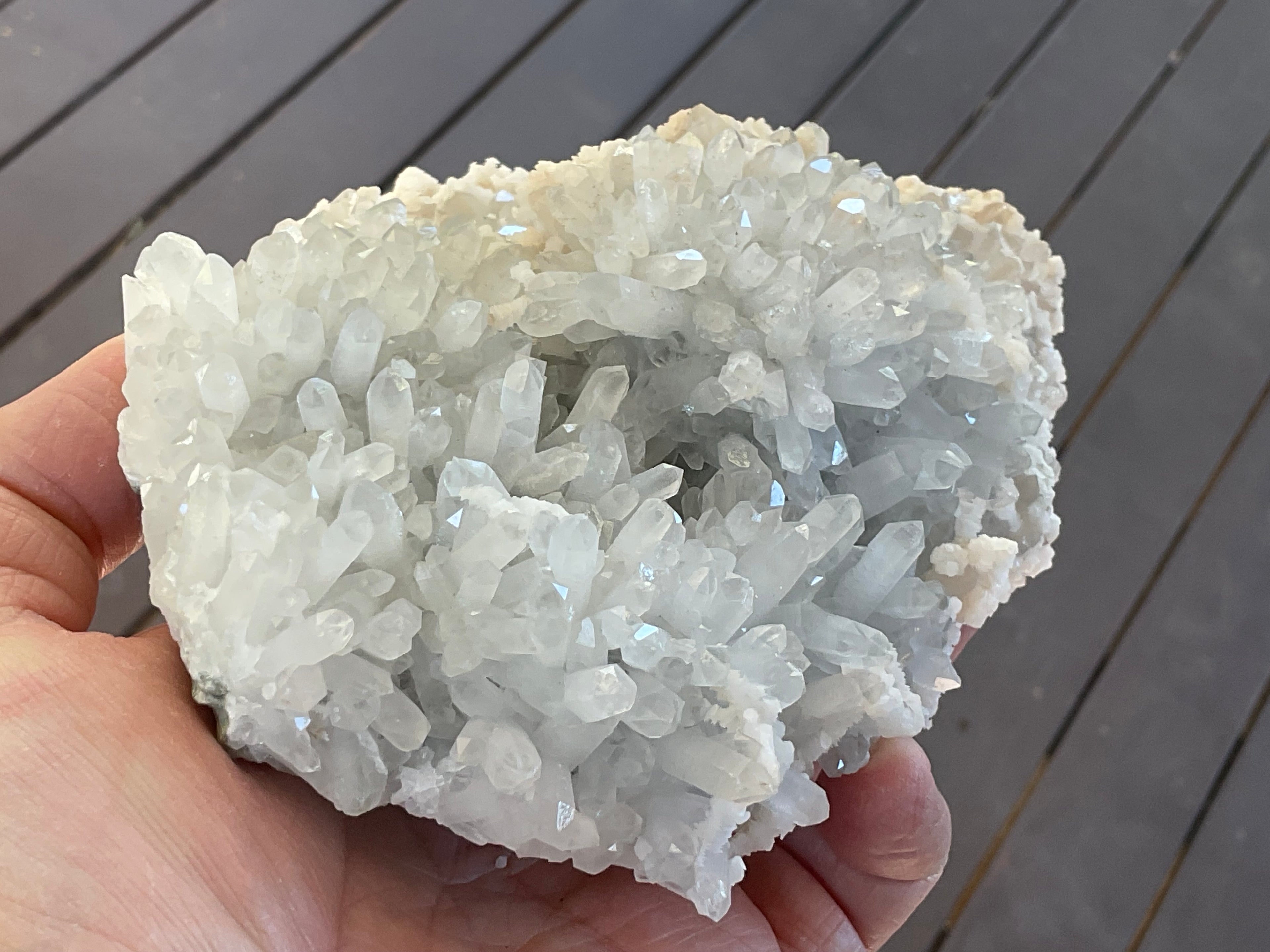 804g Screw Quartz with secondary Miniature Calcite Specimen from Inner Mongolia