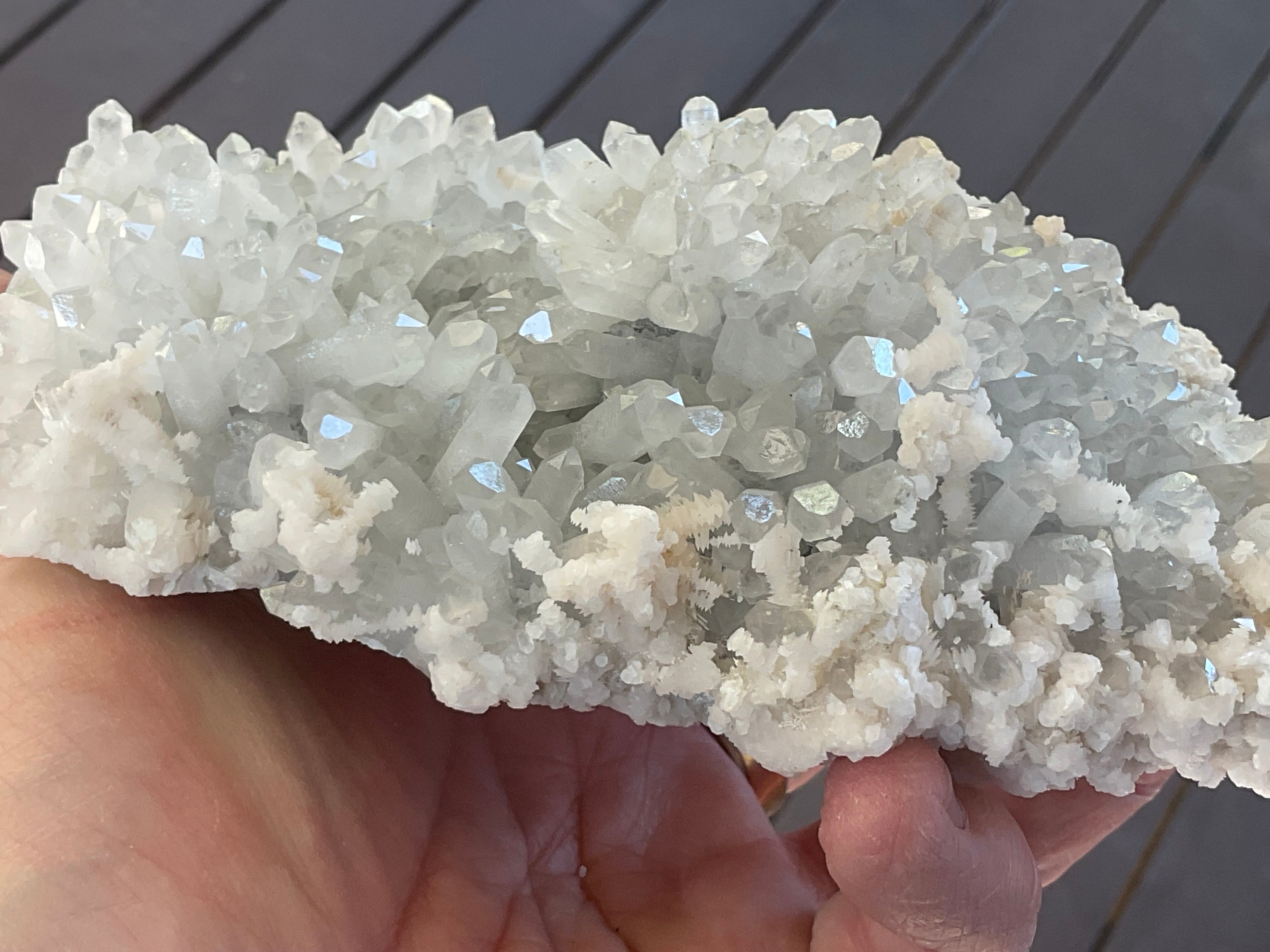 804g Screw Quartz with secondary Miniature Calcite Specimen from Inner Mongolia