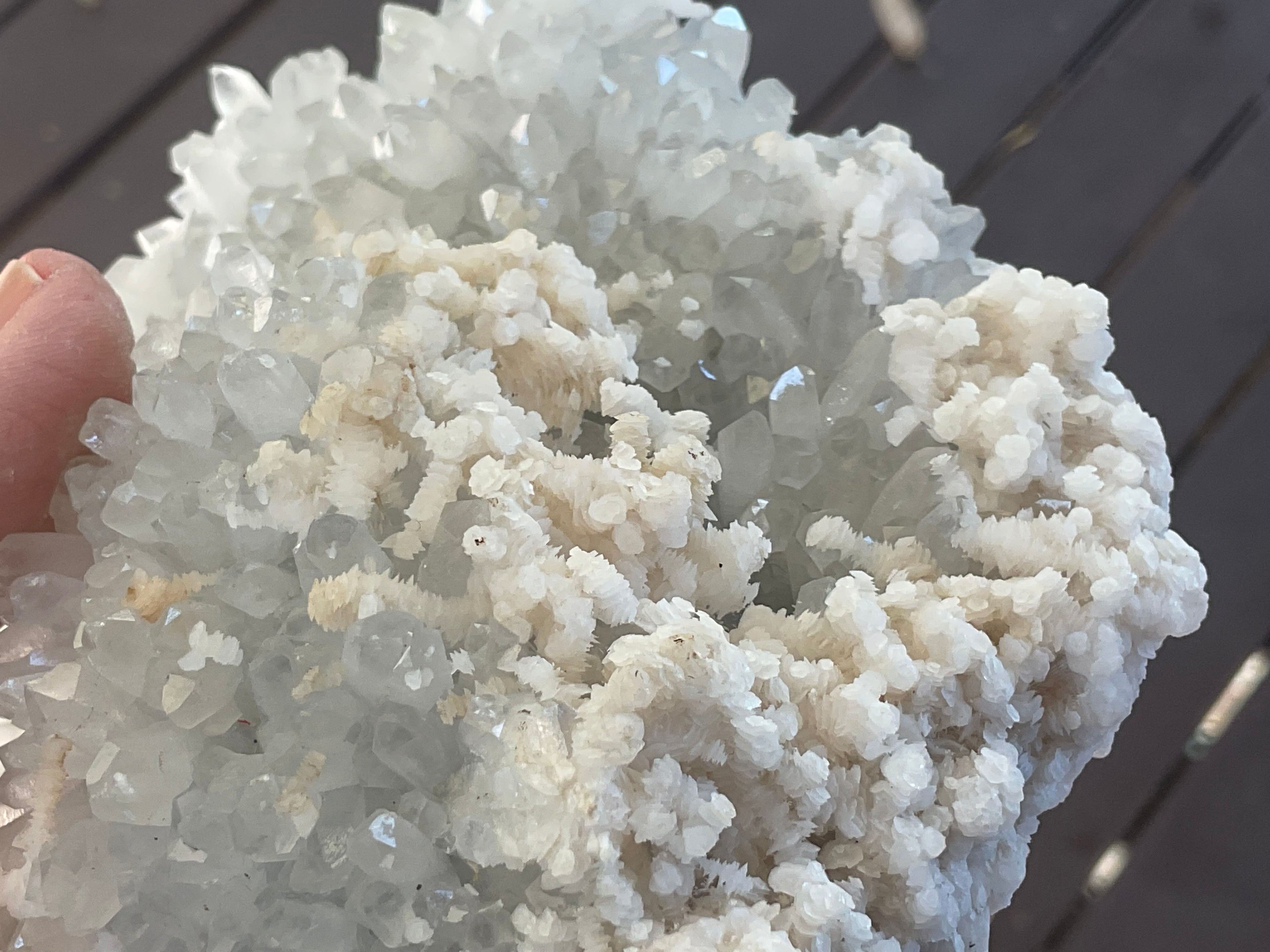 804g Screw Quartz with secondary Miniature Calcite Specimen from Inner Mongolia