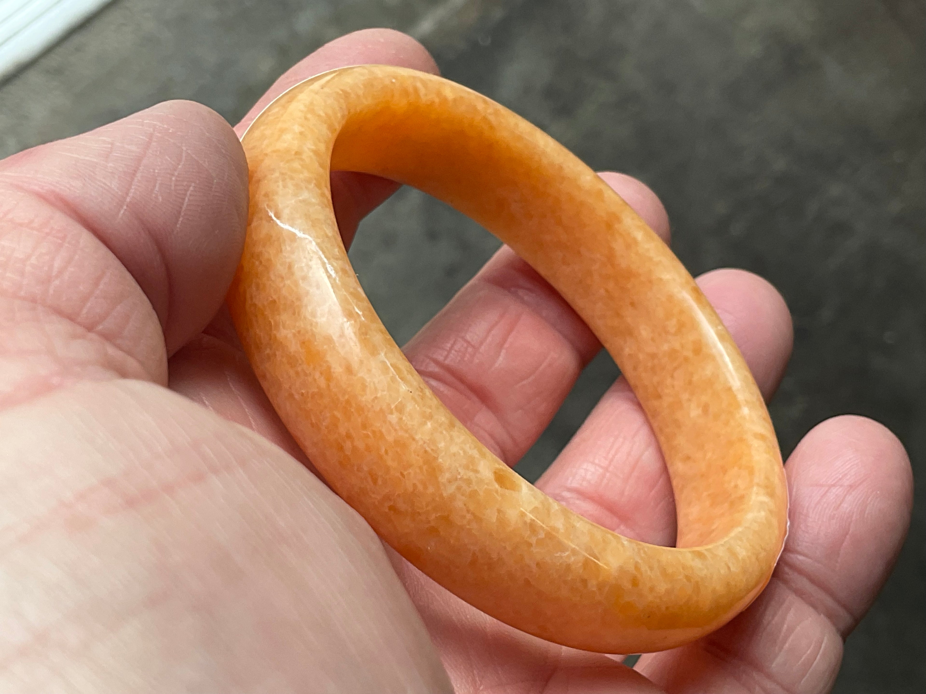 48g Orange Calcite Solid Bangle 2A
