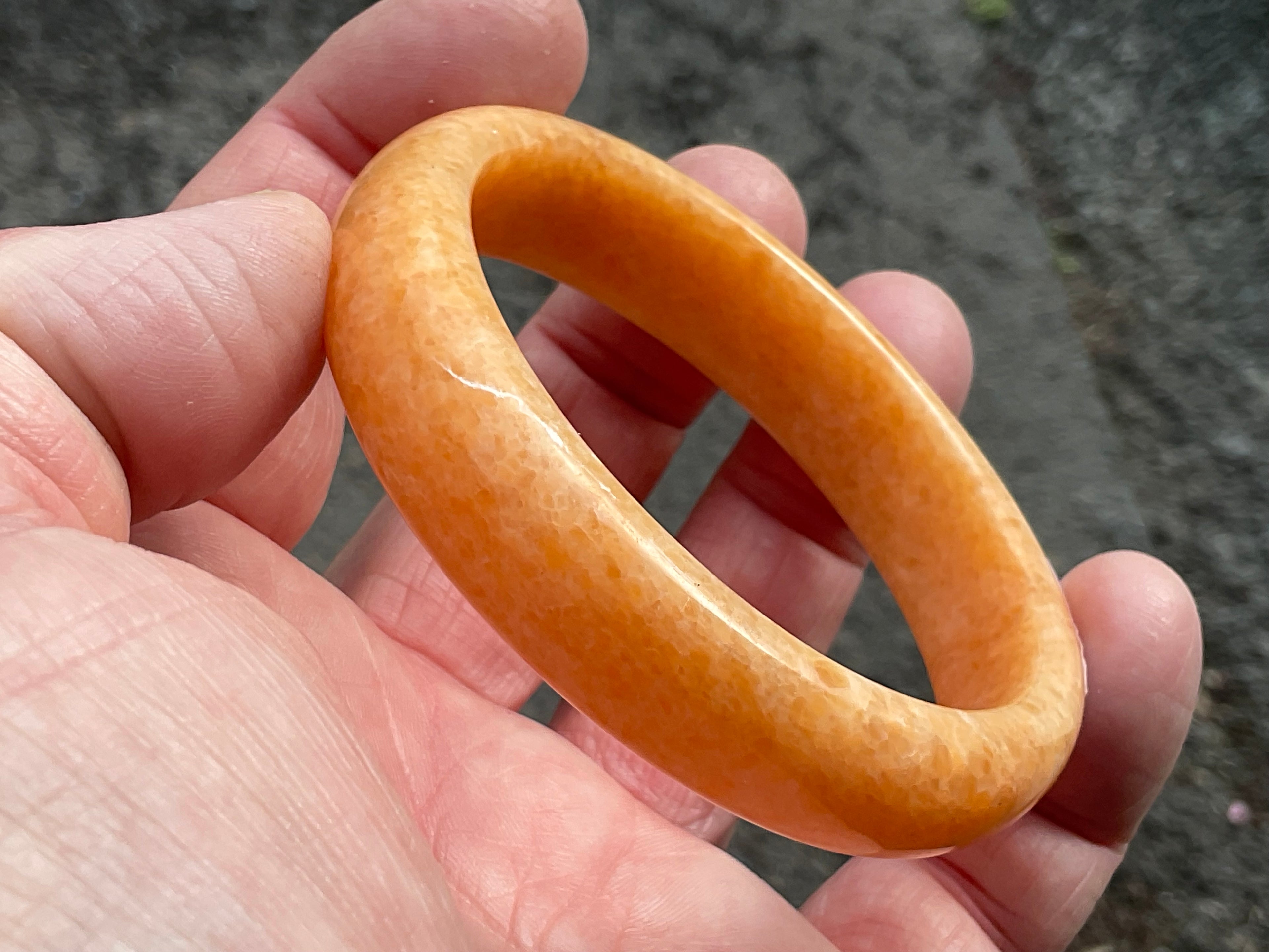 48g Orange Calcite Solid Bangle 2A