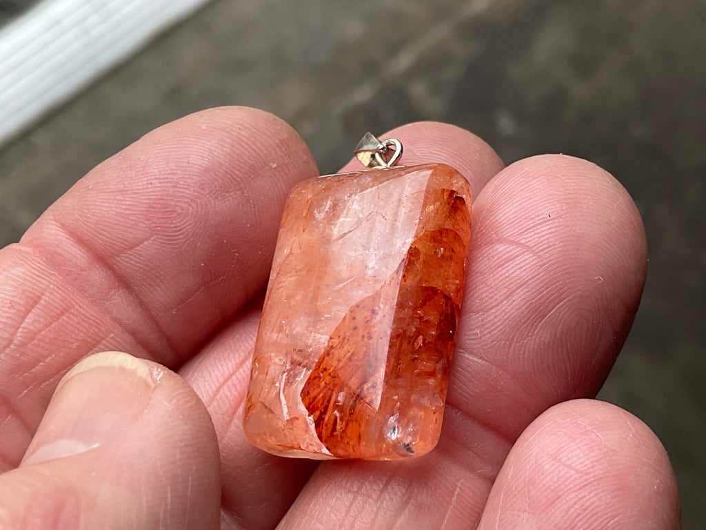 Fire Quartz Pillow Cabochon Pendant 2B