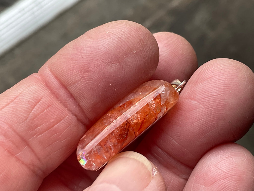 Fire Quartz Pillow Cabochon Pendant 2B