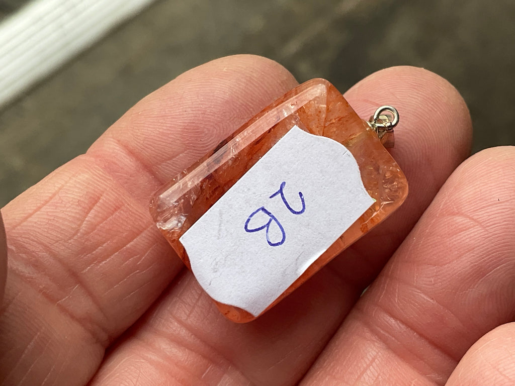 Fire Quartz Pillow Cabochon Pendant 2B