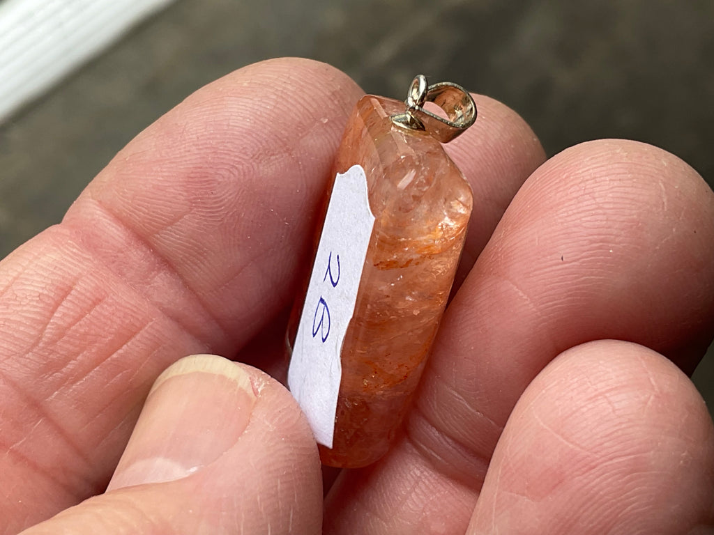 Fire Quartz Pillow Cabochon Pendant 2B