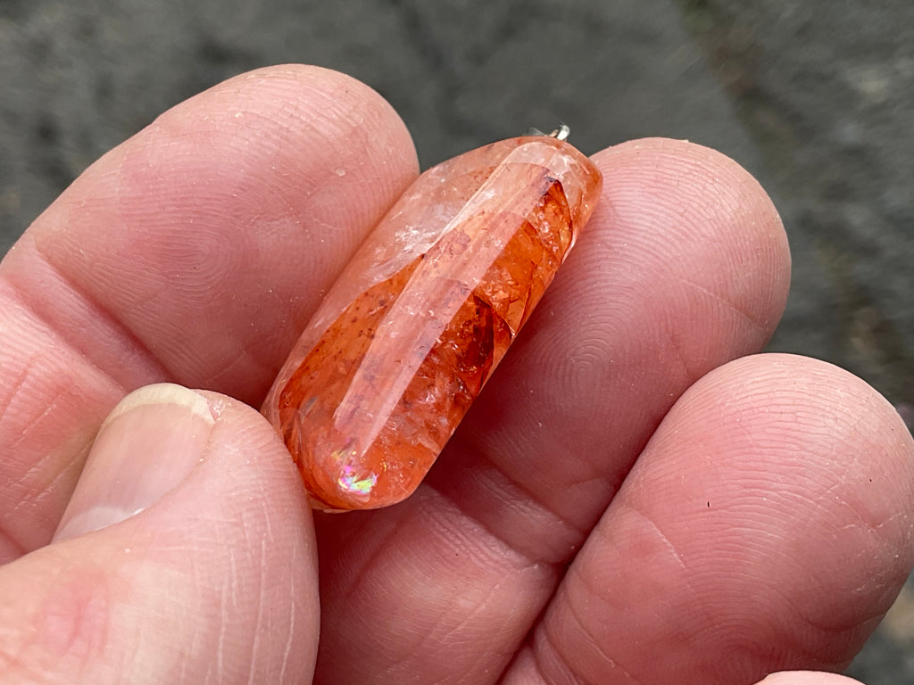 Fire Quartz Pillow Cabochon Pendant 2B