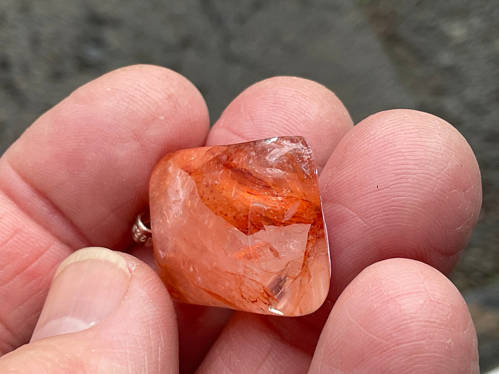 Fire Quartz Pillow Cabochon Pendant 2B