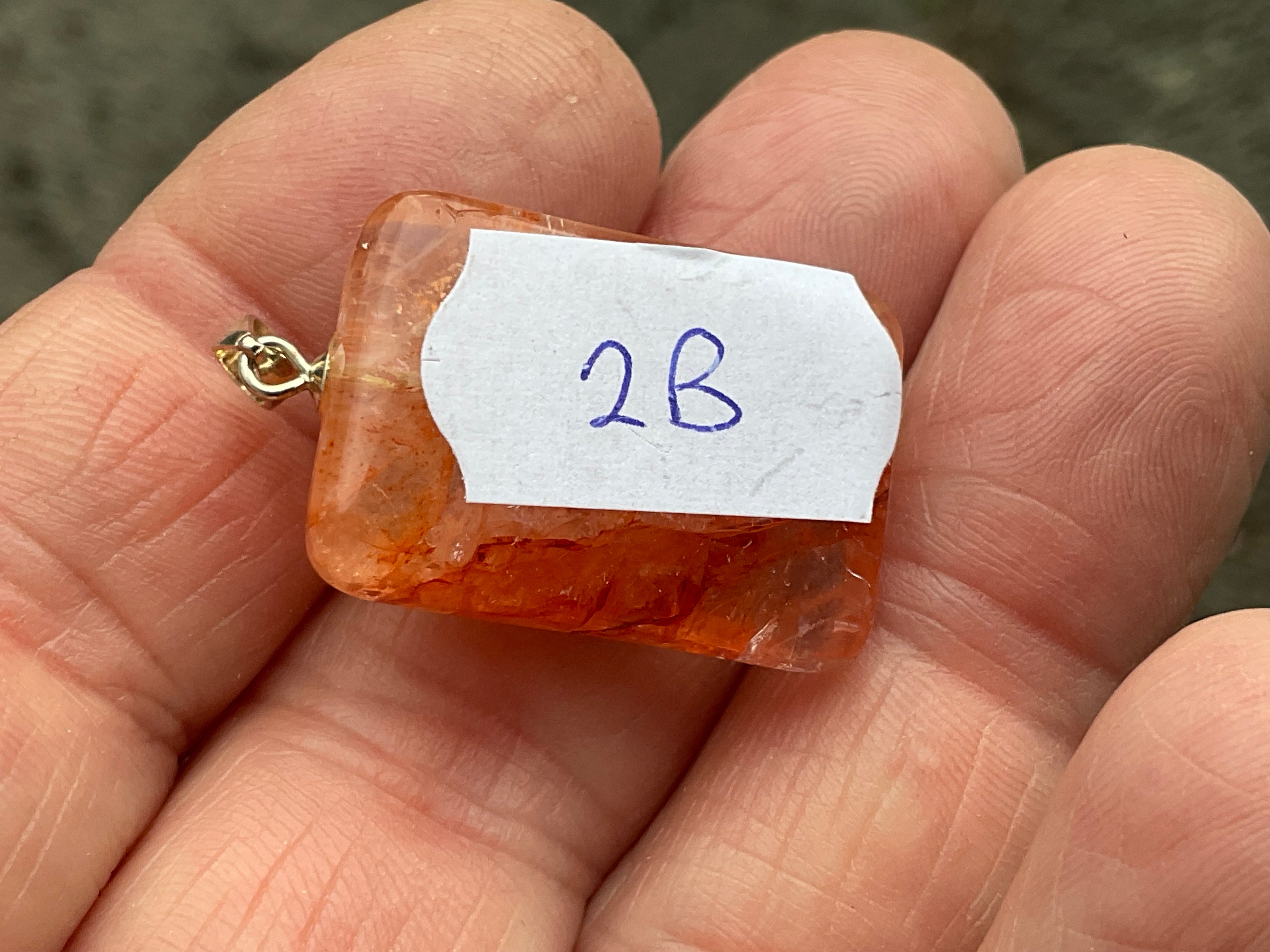 Fire Quartz Pillow Cabochon Pendant 2B