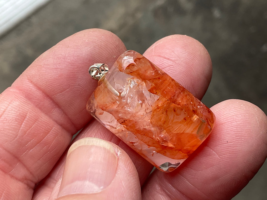 Fire Quartz Pillow Cabochon Pendant 3C