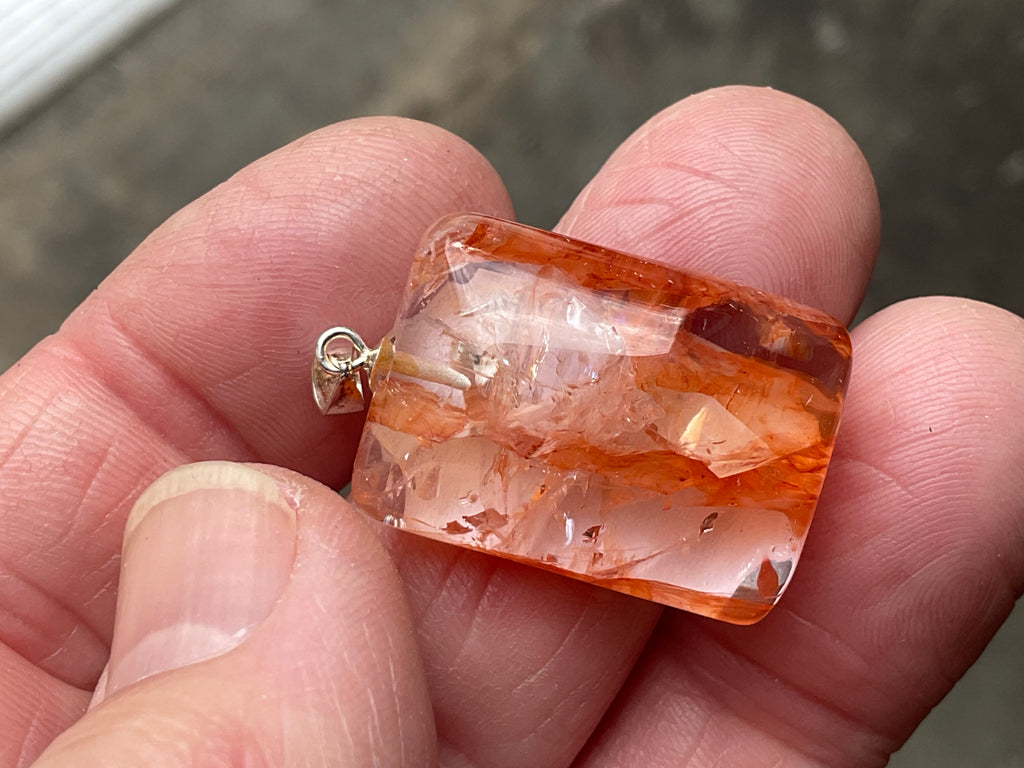 Fire Quartz Pillow Cabochon Pendant 3C