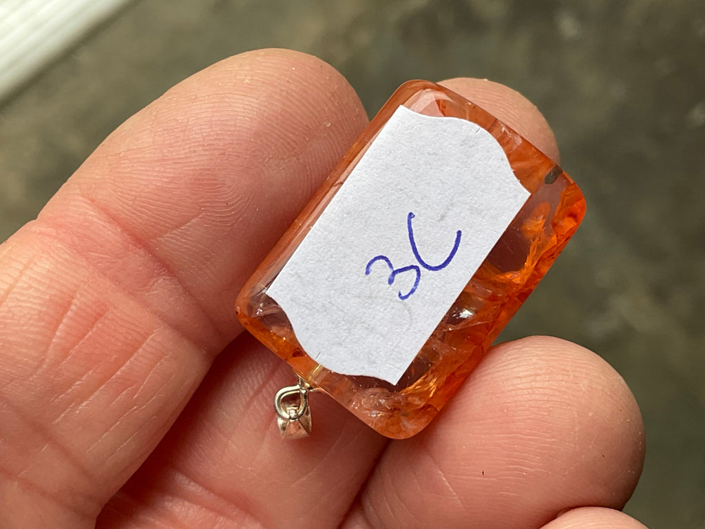 Fire Quartz Pillow Cabochon Pendant 3C