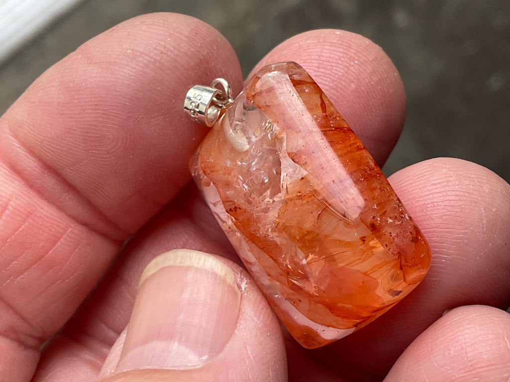 Fire Quartz Pillow Cabochon Pendant 3C