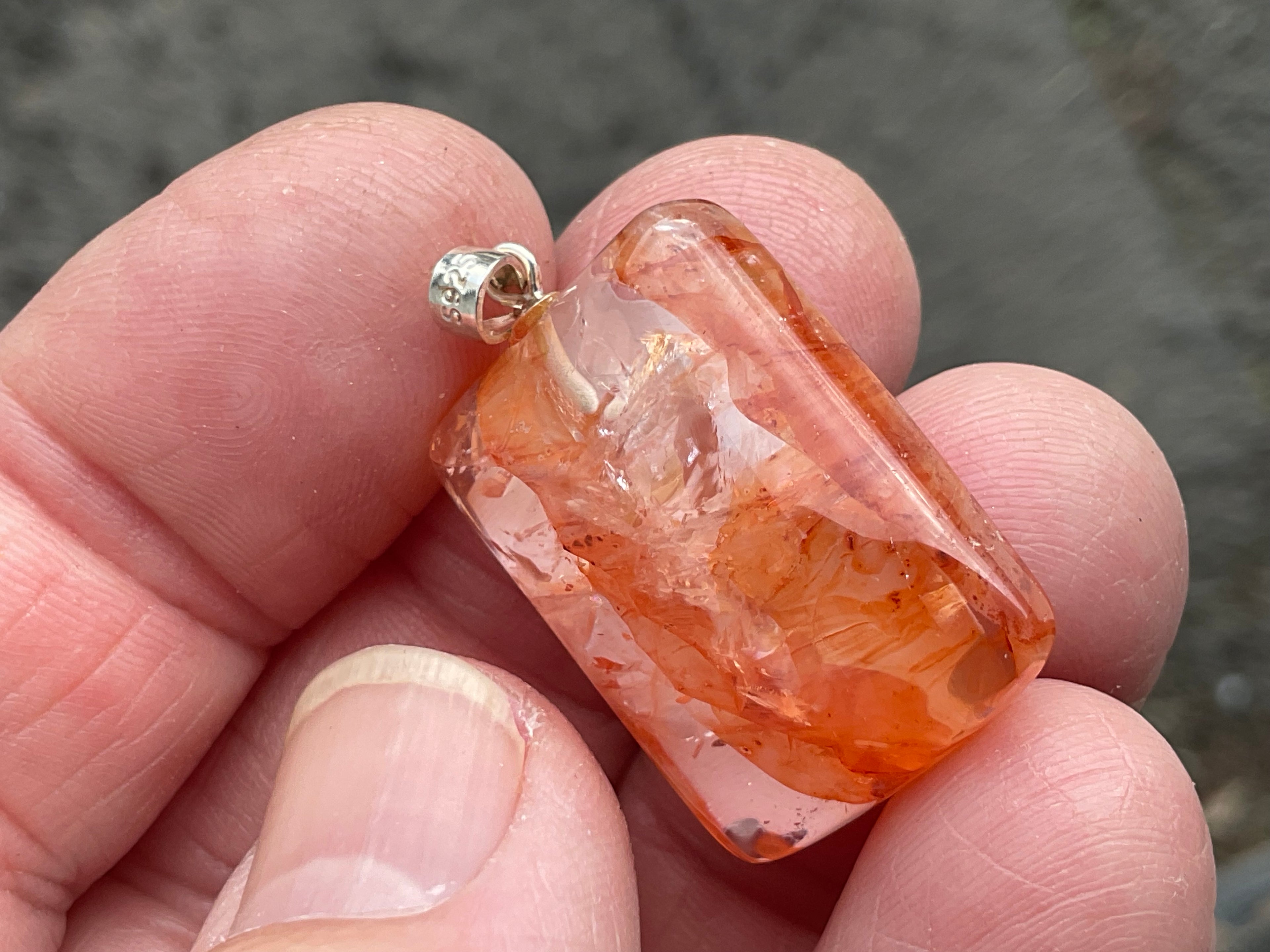 Fire Quartz Pillow Cabochon Pendant 3C