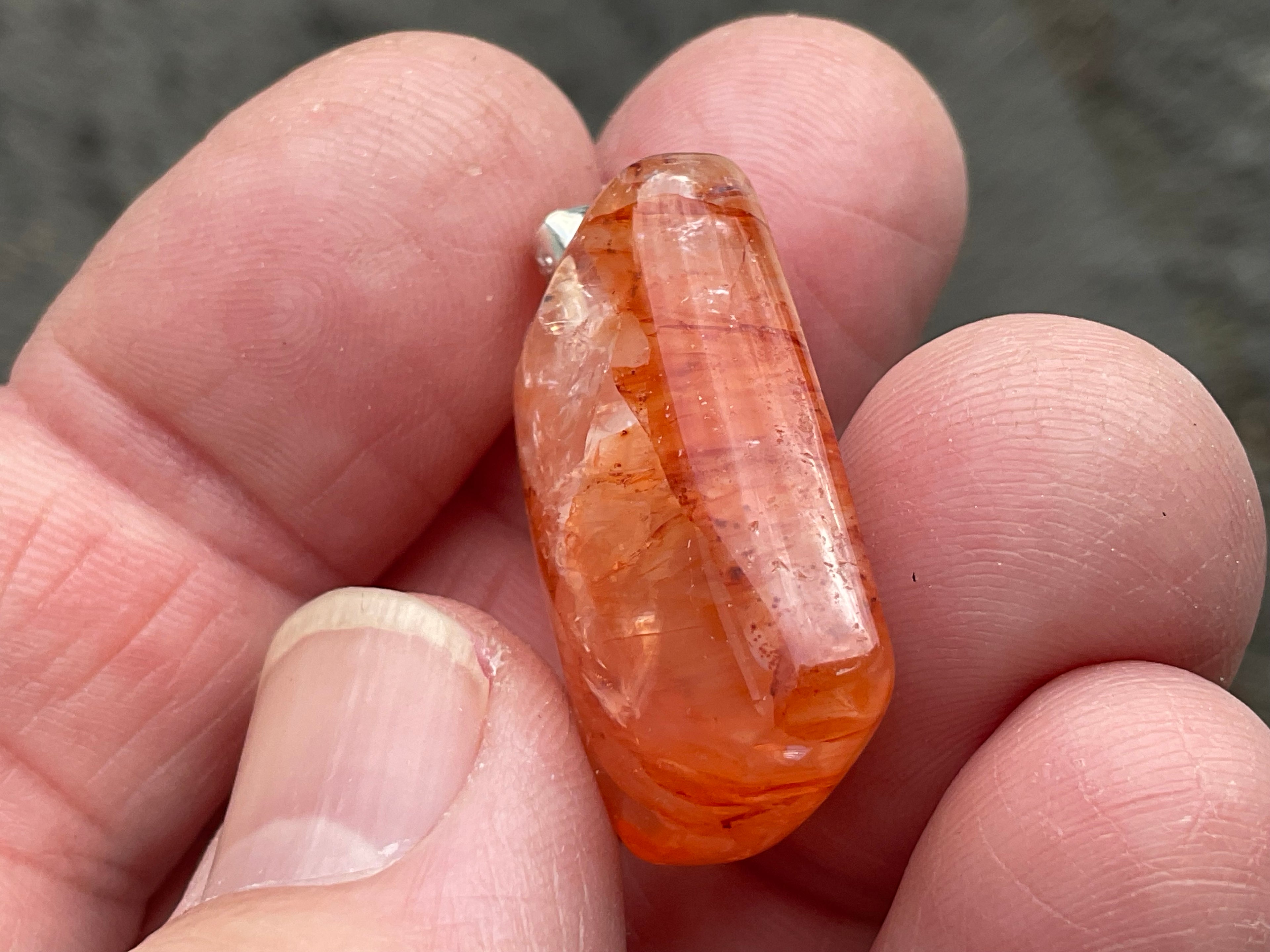 Fire Quartz Pillow Cabochon Pendant 3C