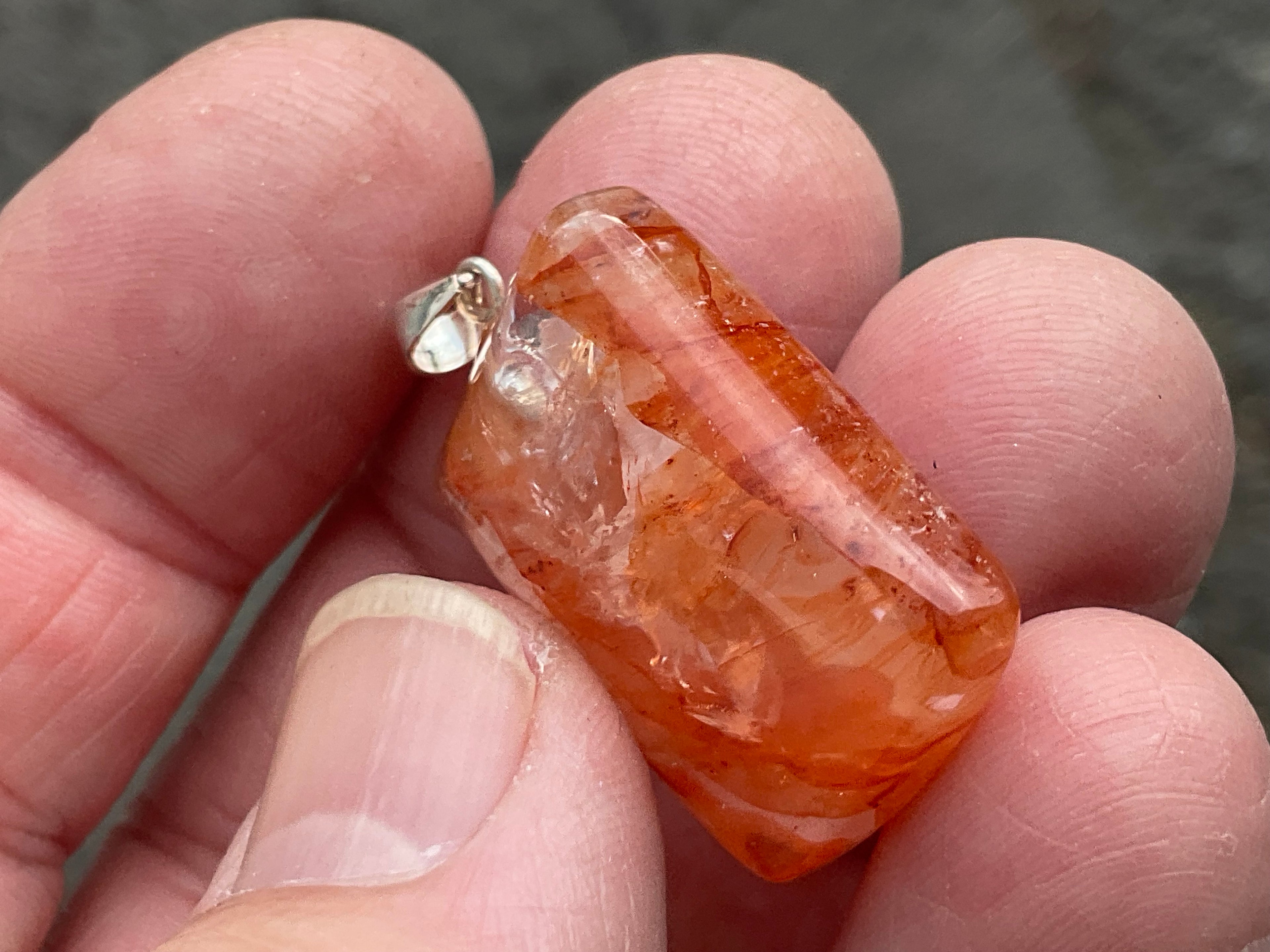 Fire Quartz Pillow Cabochon Pendant 3C