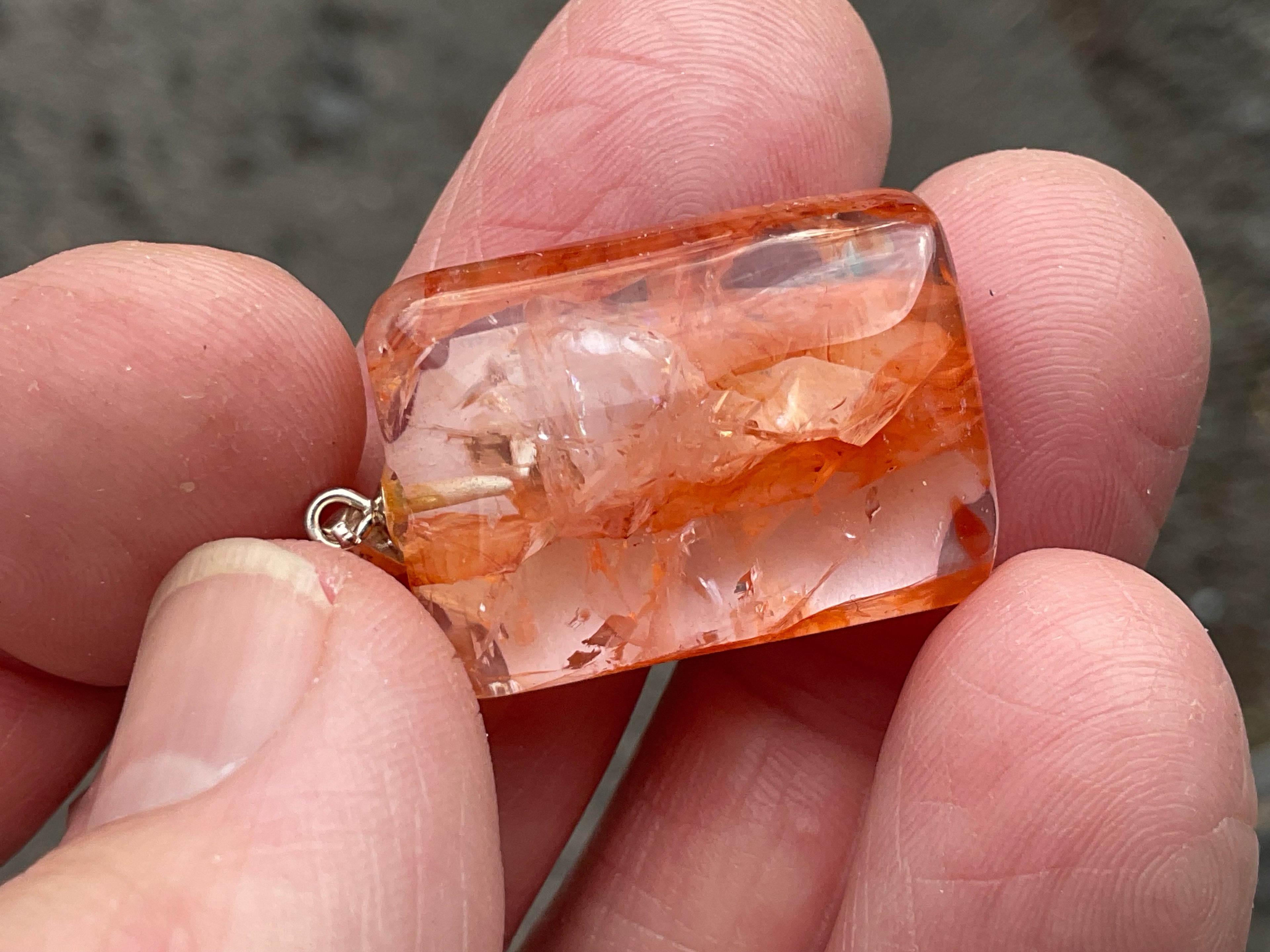 Fire Quartz Pillow Cabochon Pendant 3C