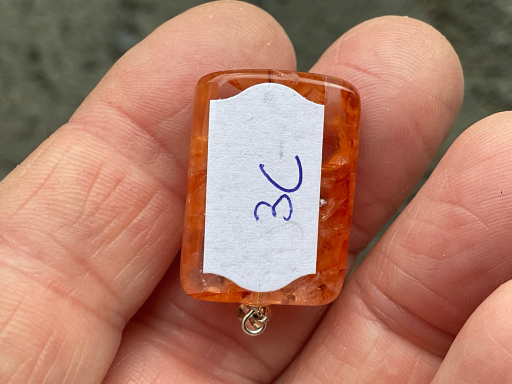 Fire Quartz Pillow Cabochon Pendant 3C