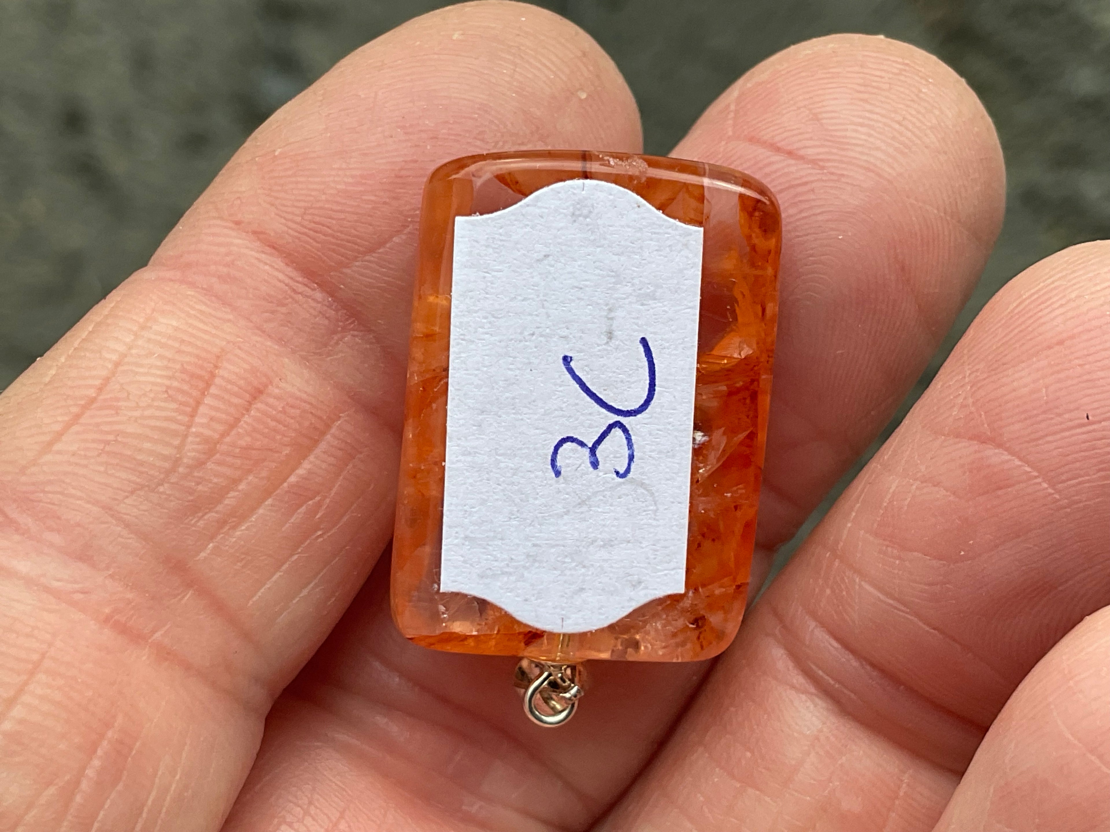 Fire Quartz Pillow Cabochon Pendant 3C