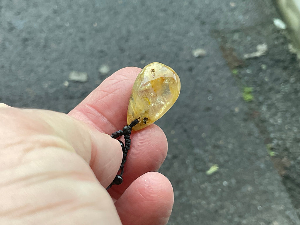 Golden Rutile Teardrop Adjustable Pendant A