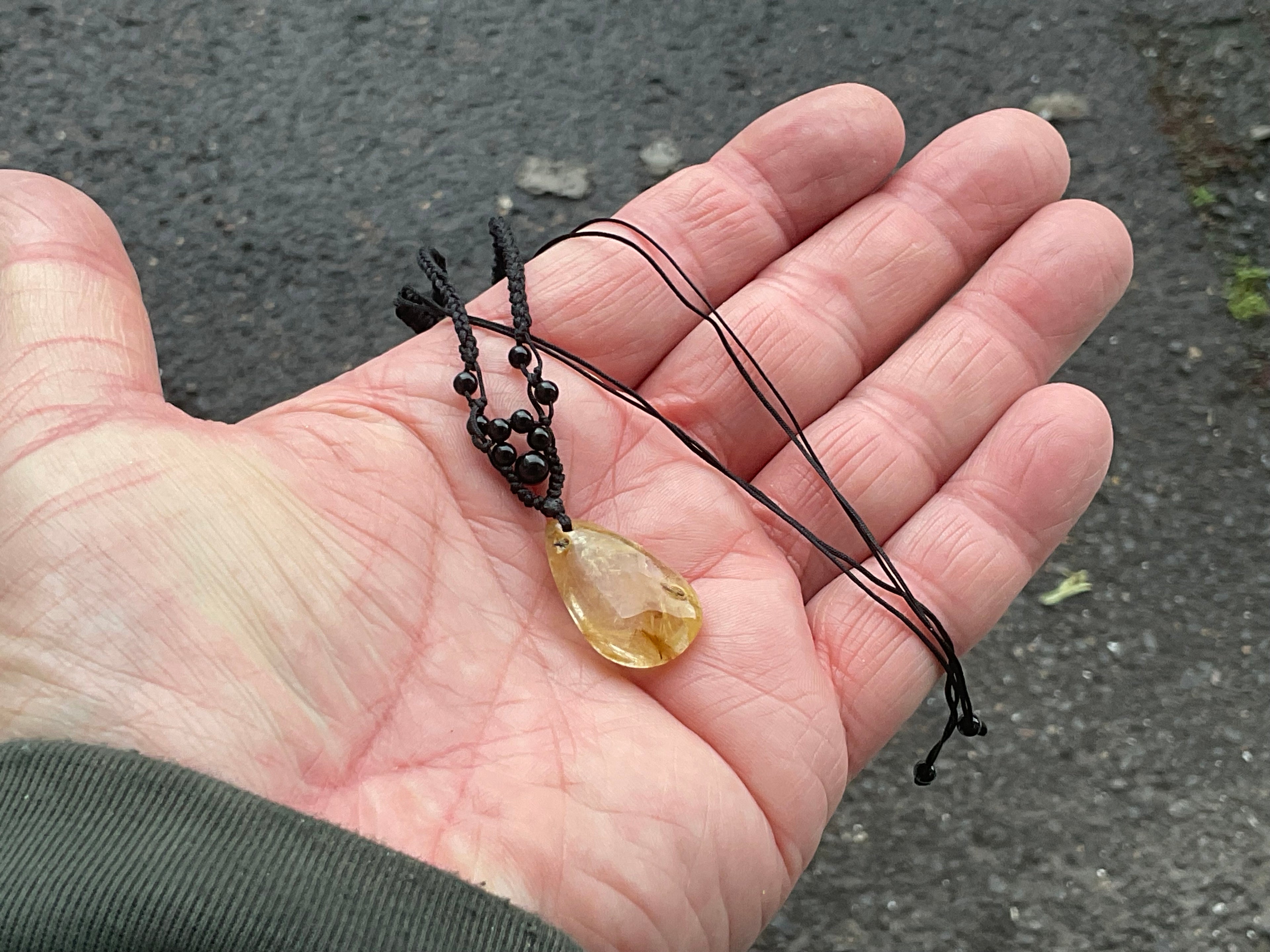 Golden Rutile Teardrop Adjustable Pendant A