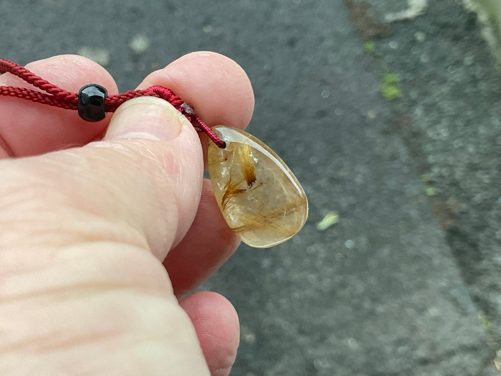 Golden Rutile Teardrop Adjustable Pendant B