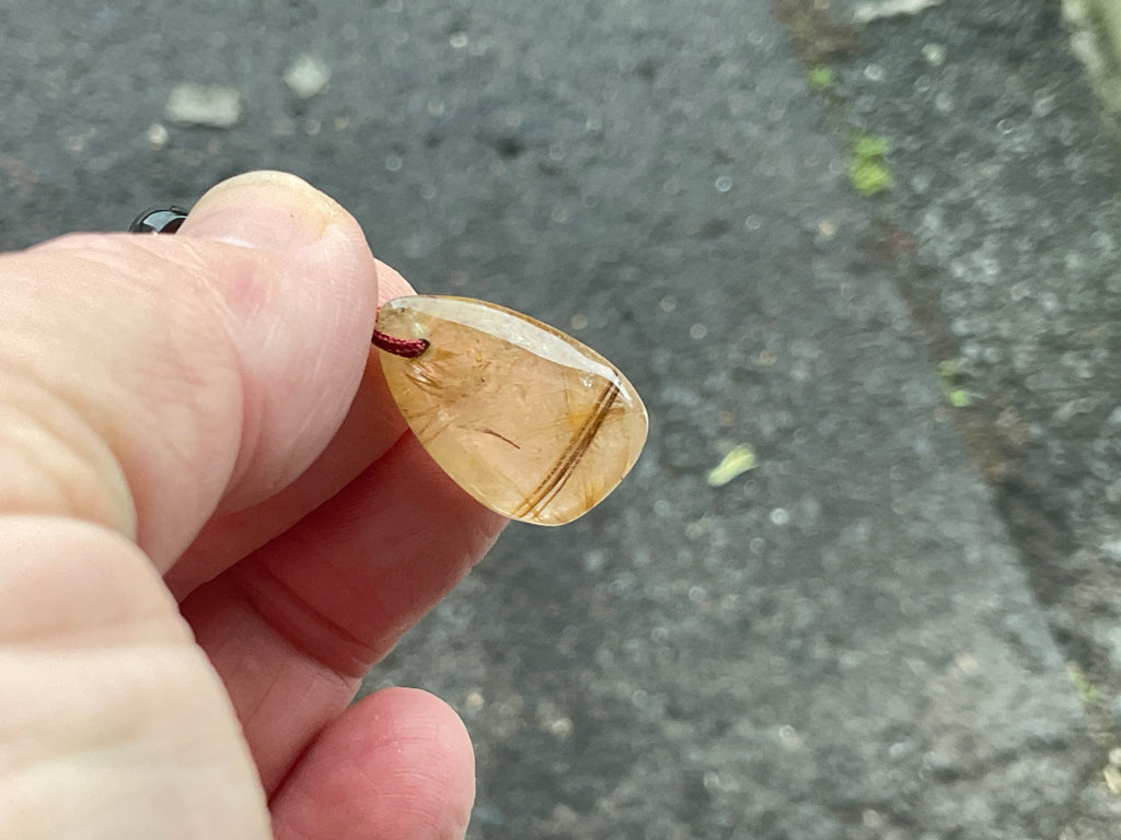 Golden Rutile Teardrop Adjustable Pendant B
